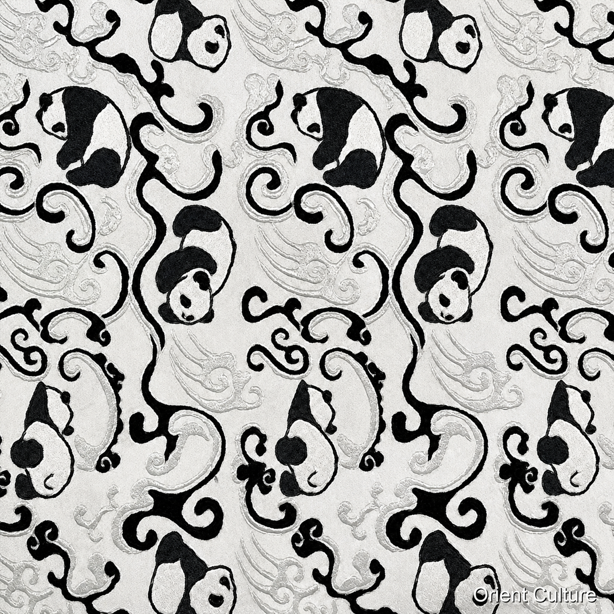 White Panda Shu Brocade — Shu Brocade fabric by Orient Culture