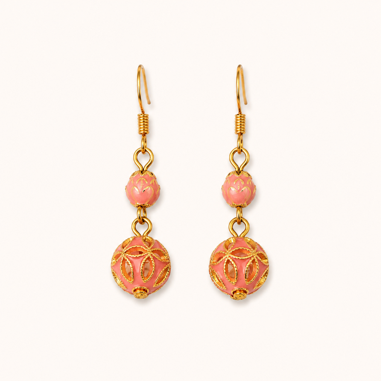 Amber Blossom Cloisonné Drop Earrings