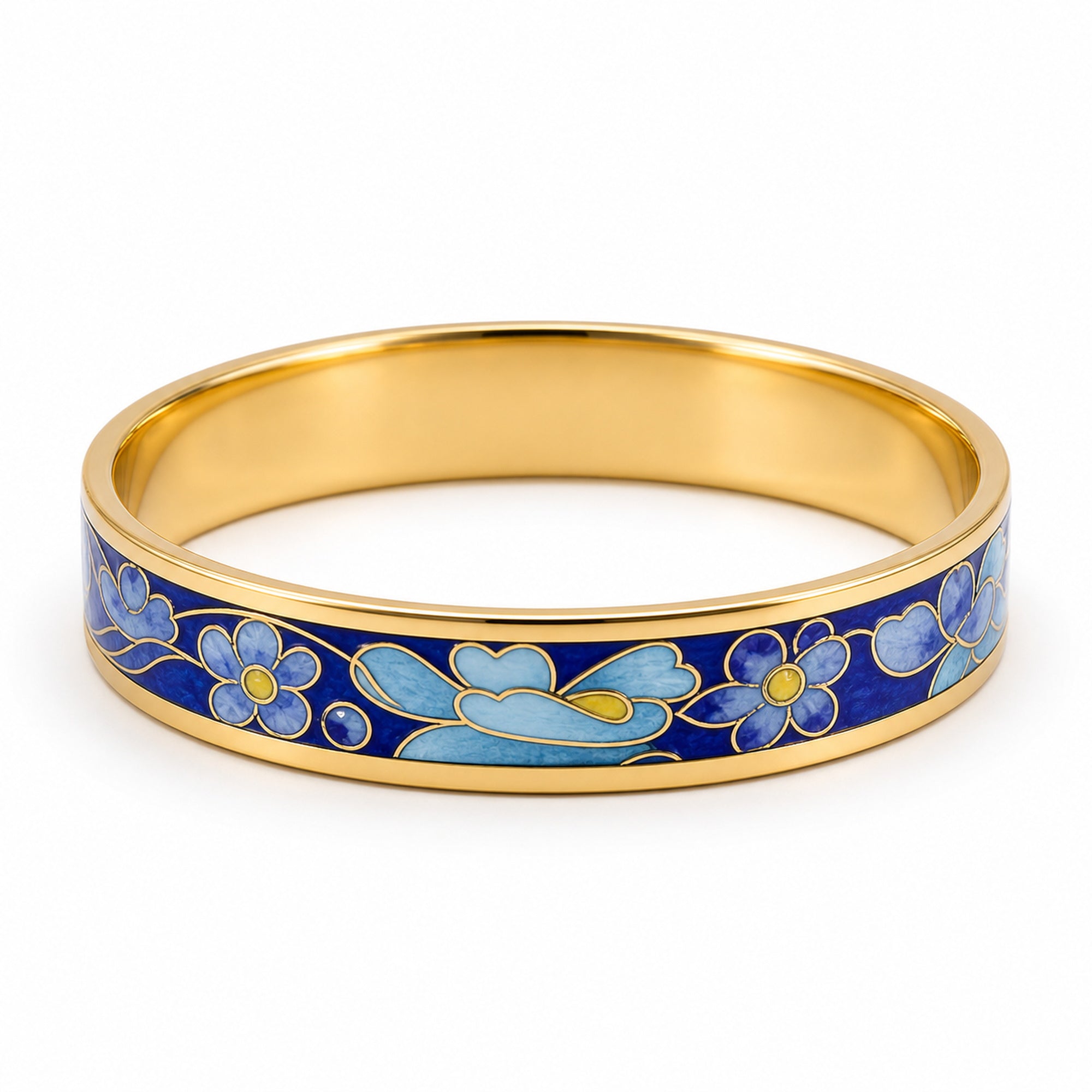 Blue Lotus Cloisonné Bangle