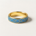 Blue Diamond Lattice Cloisonné Ring