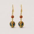 Amber Floral Cloisonné Drop Earrings