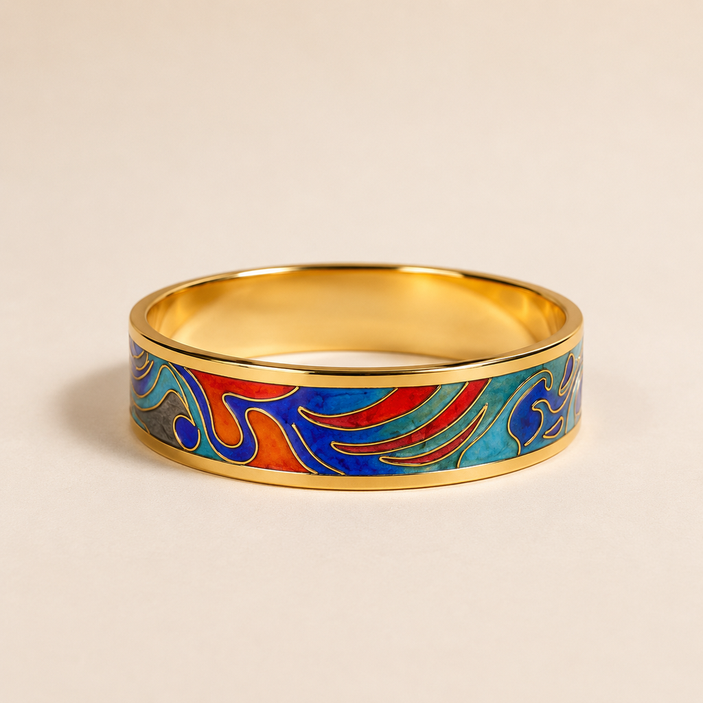 Phoenix Wave Cloisonné Bangle
