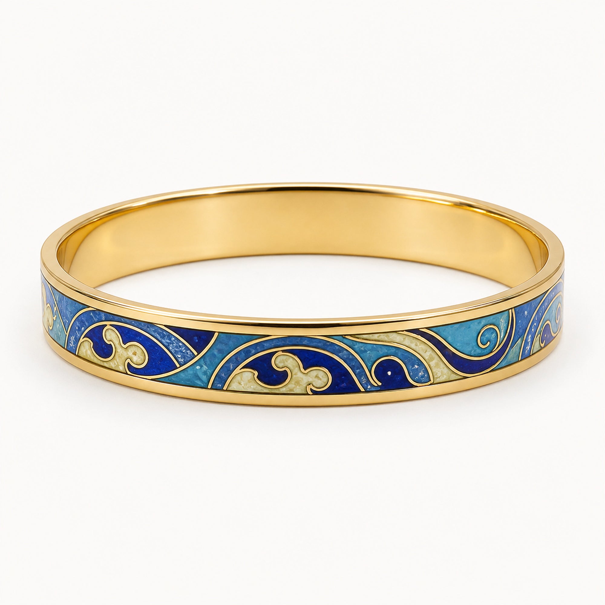 Blue Cloud Wave Cloisonné Bangle