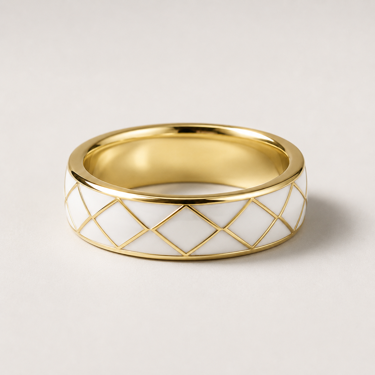 White Diamond Lattice Cloisonné Ring