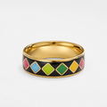 Black Multicolour Diamond Cloisonné Ring
