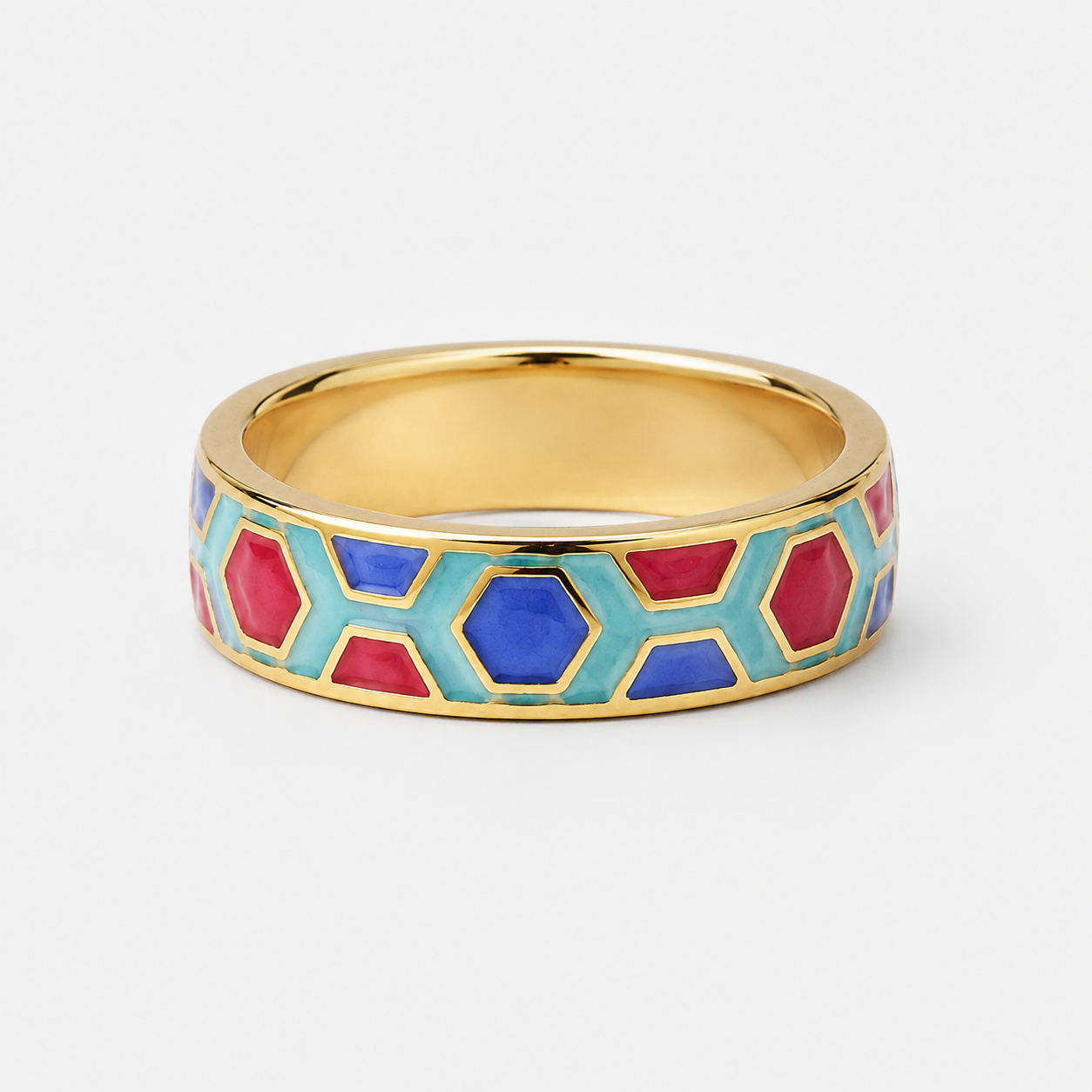 Multicolour Mosaic Cloisonné Ring