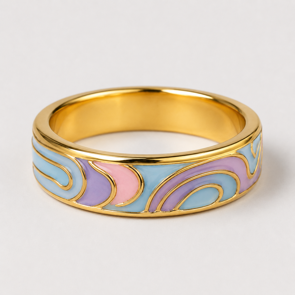 Pastel Wave Cloisonné Ring