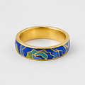 Blue Mountain Motif Cloisonné Ring