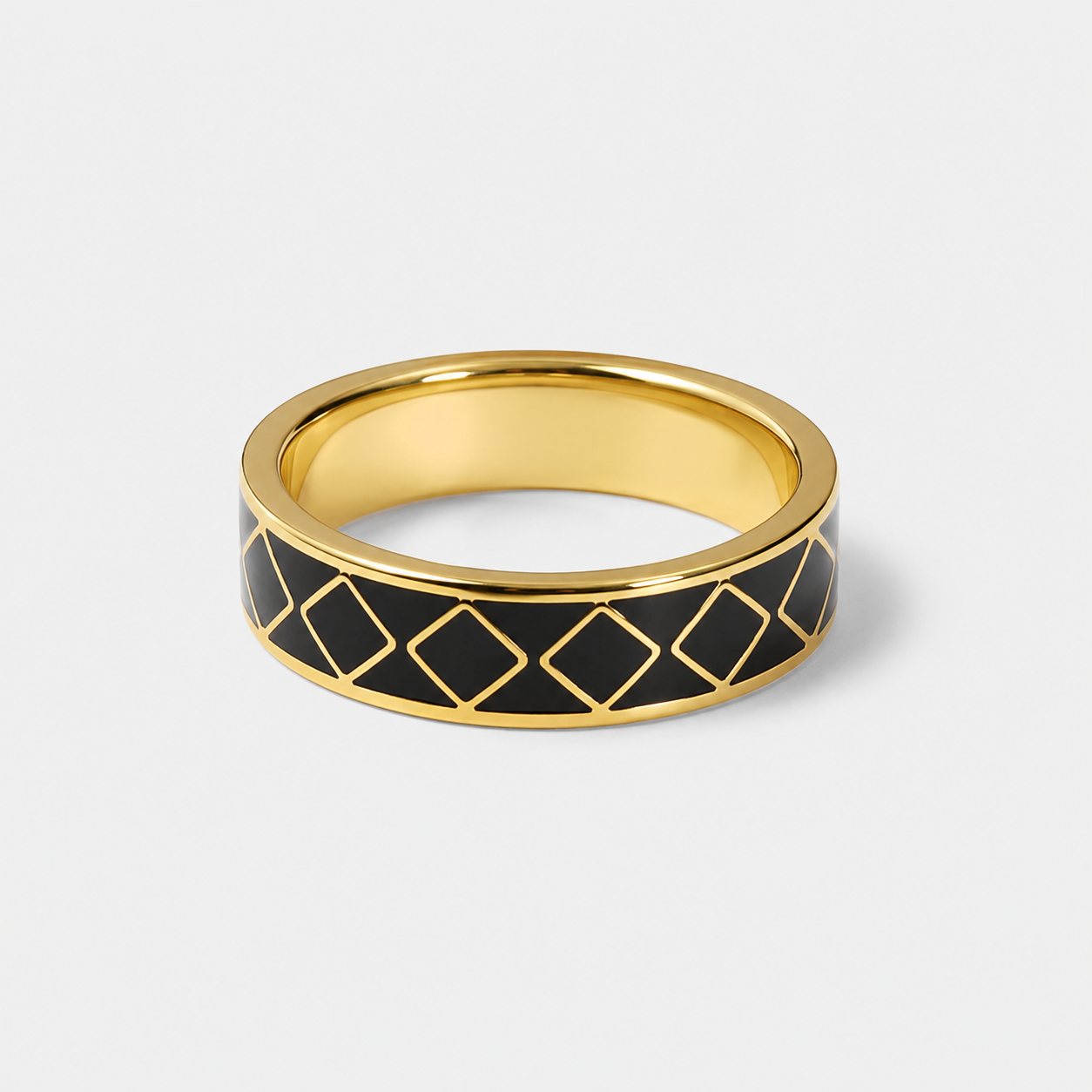 Black Diamond Lattice Cloisonné Ring