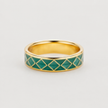 Green Diamond Lattice Cloisonné Ring