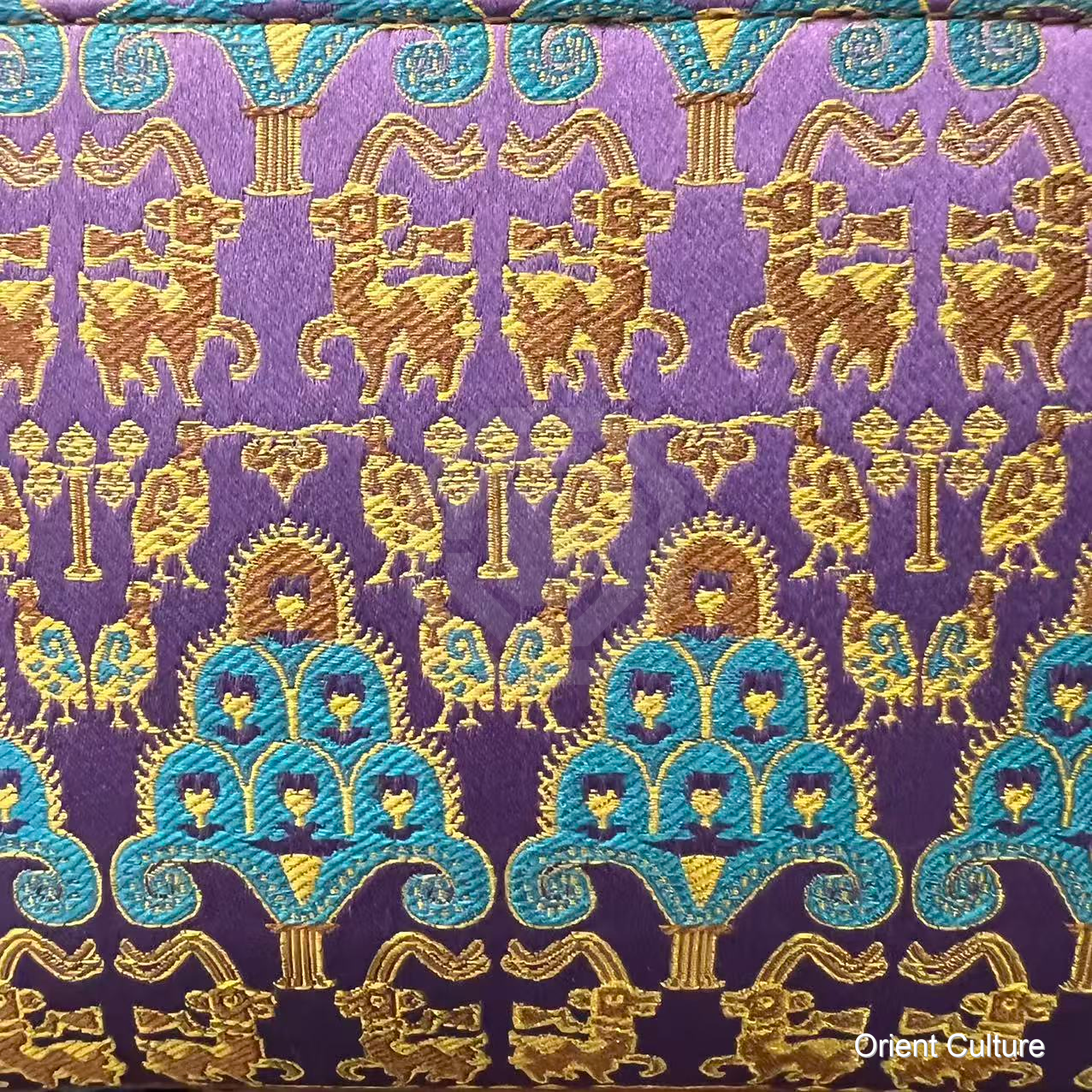 Purple Paired Sheep, Birds & Lantern Tree Shu Brocade — Shu Brocade fabric by Orient Culture