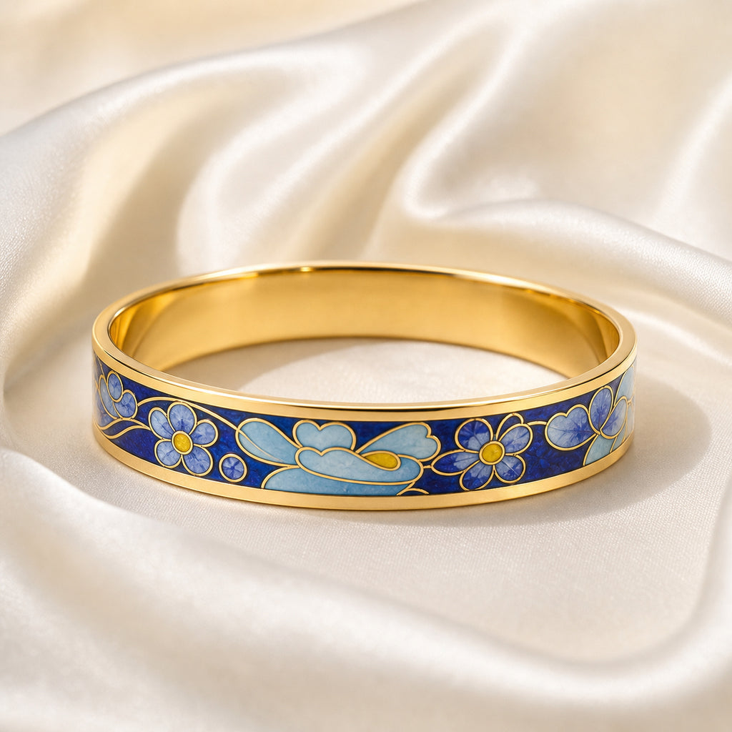 Blue Lotus Cloisonné Bangle
