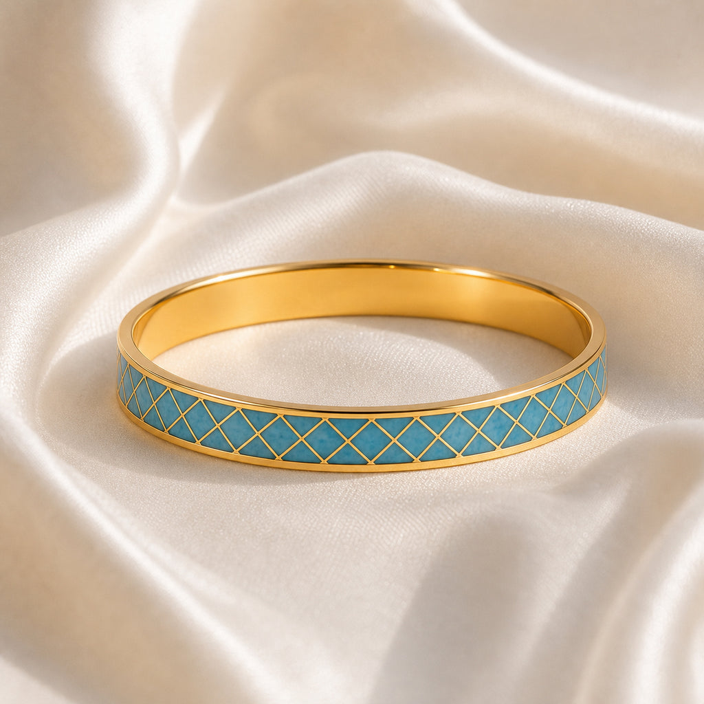 Sky Lattice Cloisonné Bangle