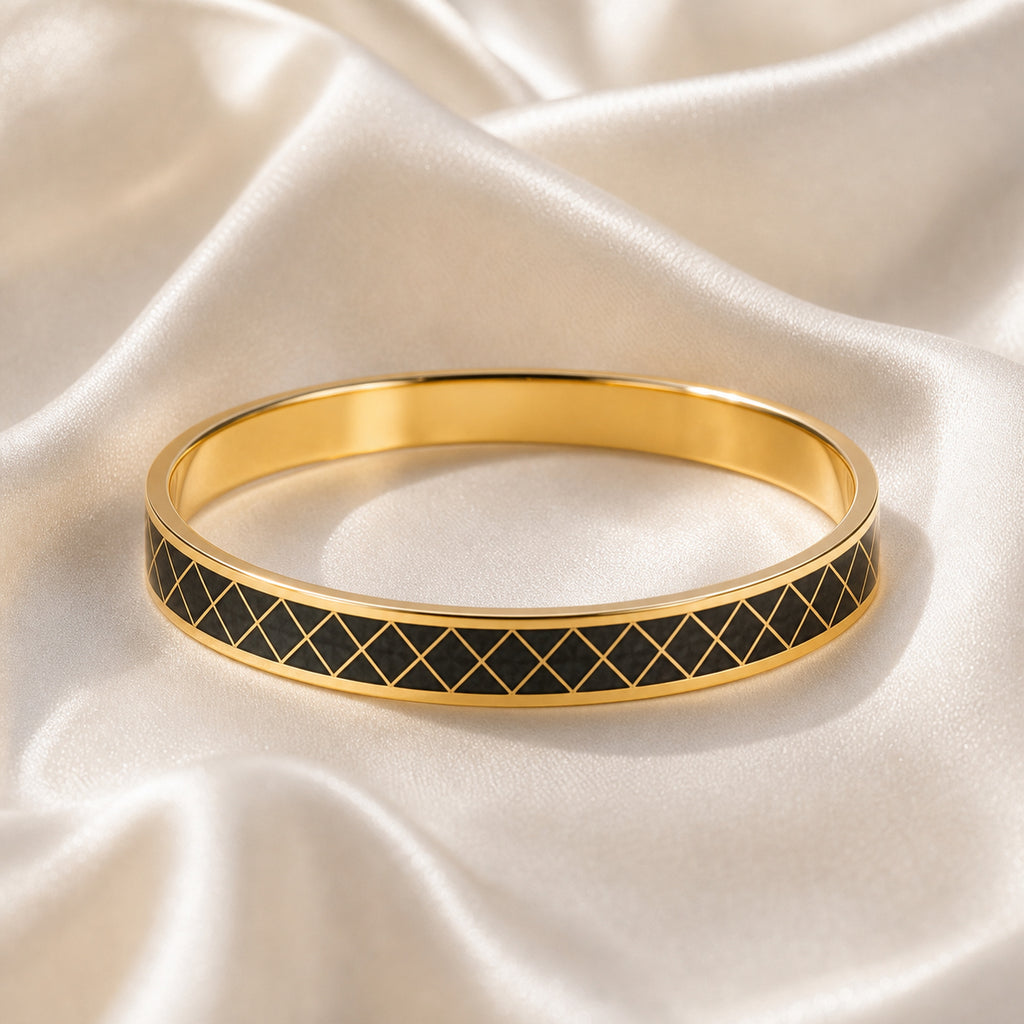 Onyx Lattice Cloisonné Bangle