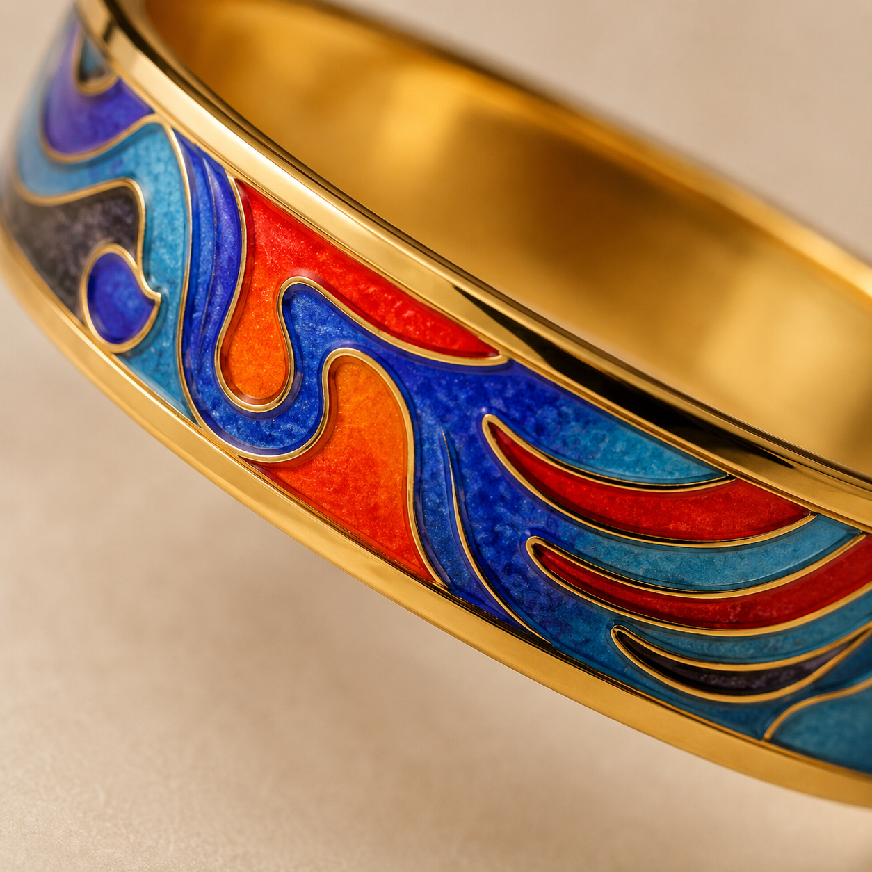 Phoenix Wave Cloisonné Bangle