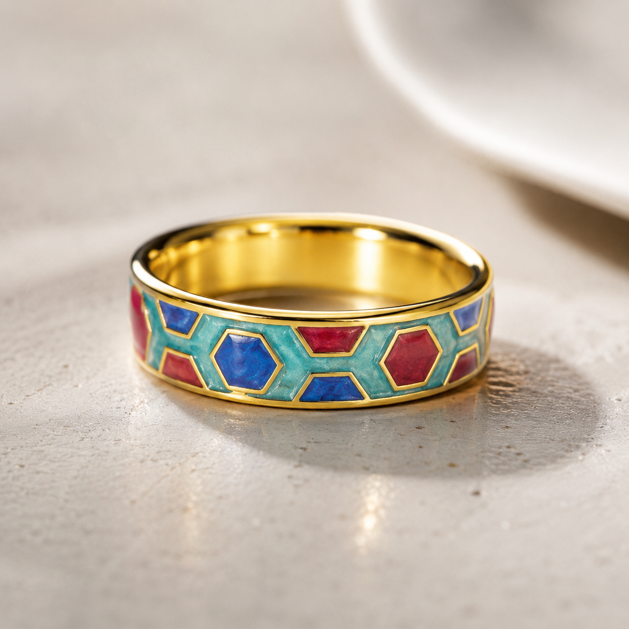 Multicolour Mosaic Cloisonné Ring