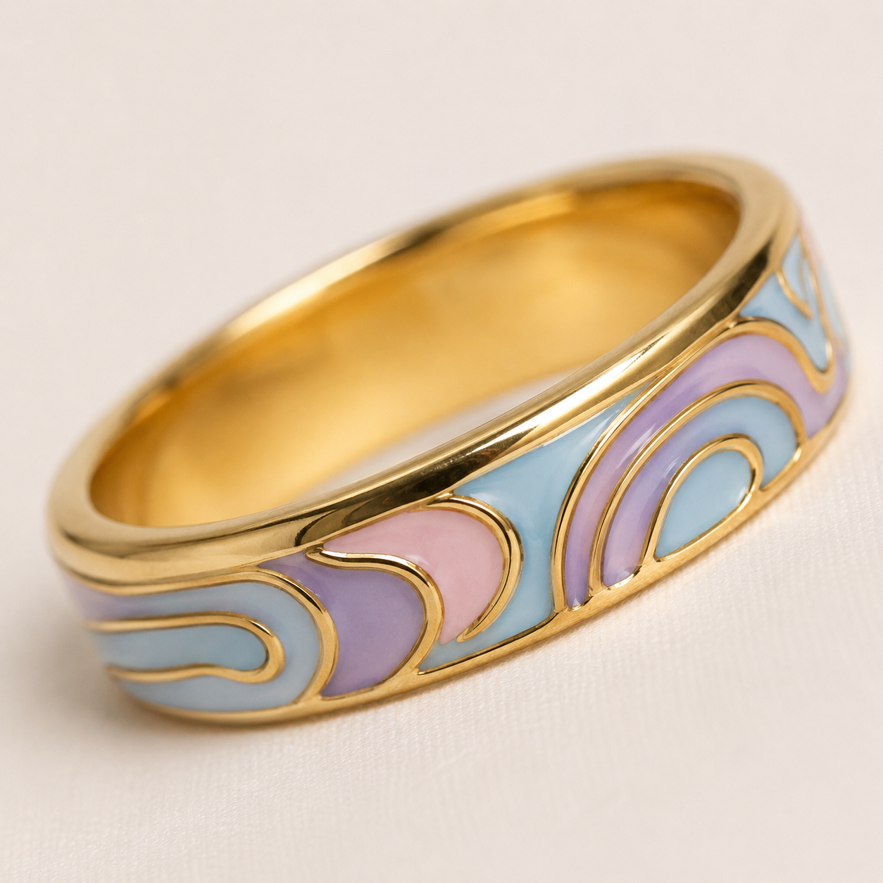 Pastel Wave Cloisonné Ring