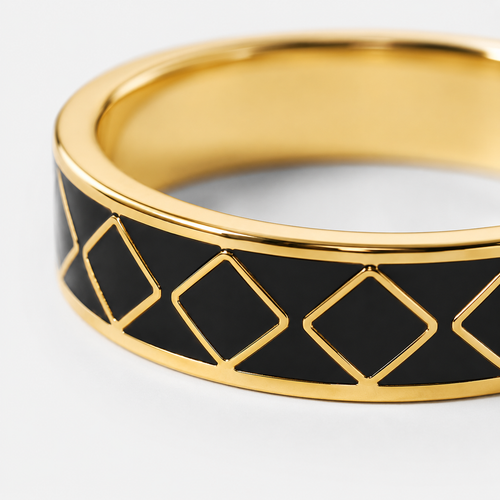 Black Diamond Lattice Cloisonné Ring