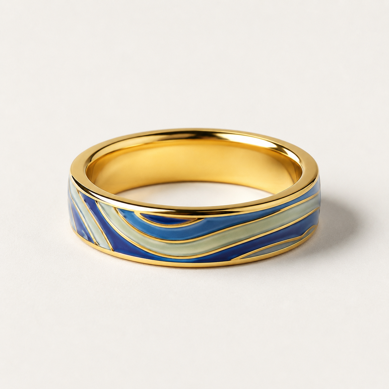 Blue Cloud Motif Cloisonné Ring