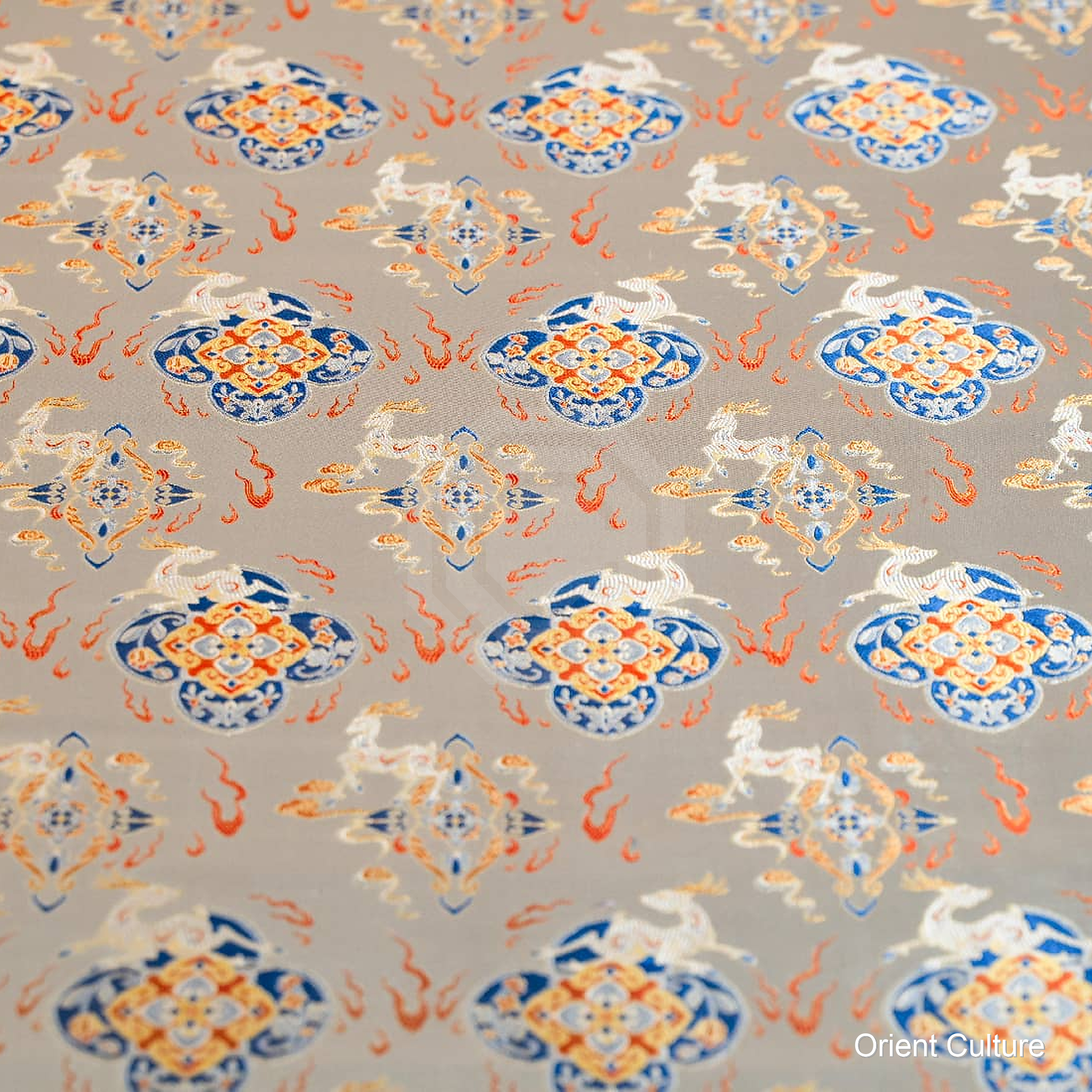 Deer Song & Auspicious Clouds Shu Brocade — Shu Brocade fabric by Orient Culture