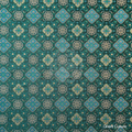 Persimmon Calyx Brocade Pattern · Emerald Gold — Shu Brocade fabric by Orient Culture