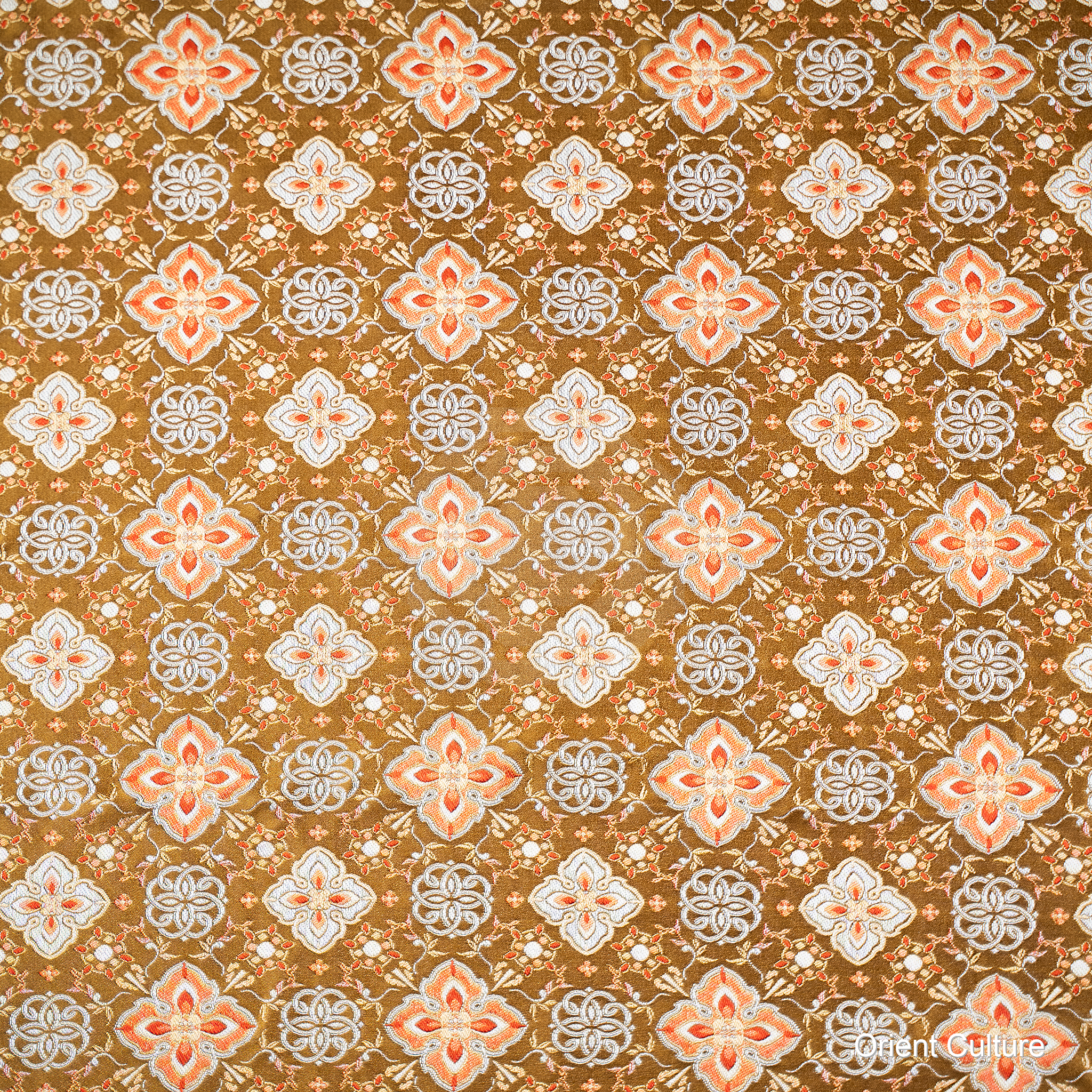 Persimmon Calyx Brocade Pattern · Orange Gold — Shu Brocade fabric by Orient Culture