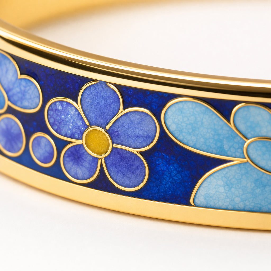 Blue Lotus Cloisonné Bangle