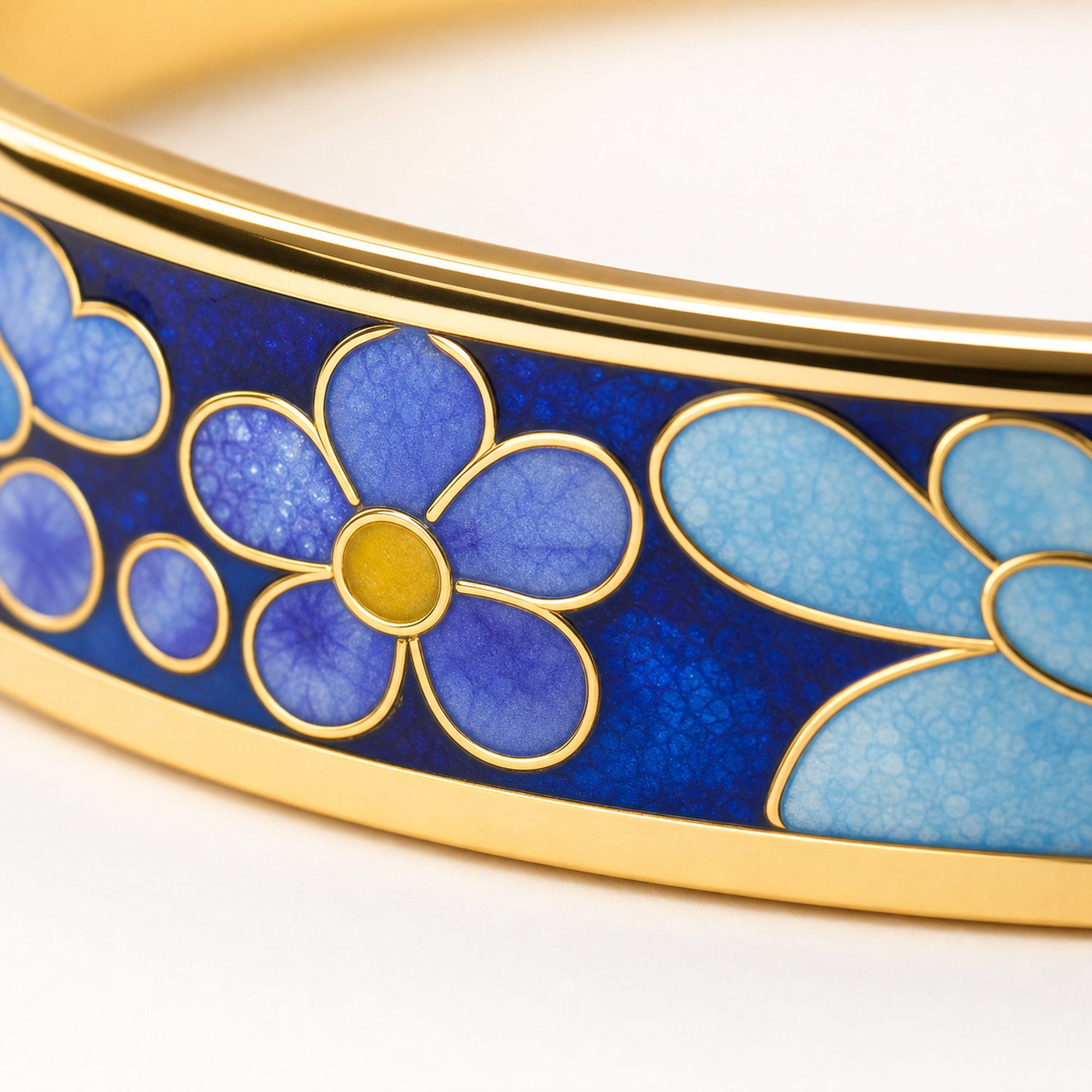 Blue Lotus Cloisonné Bangle