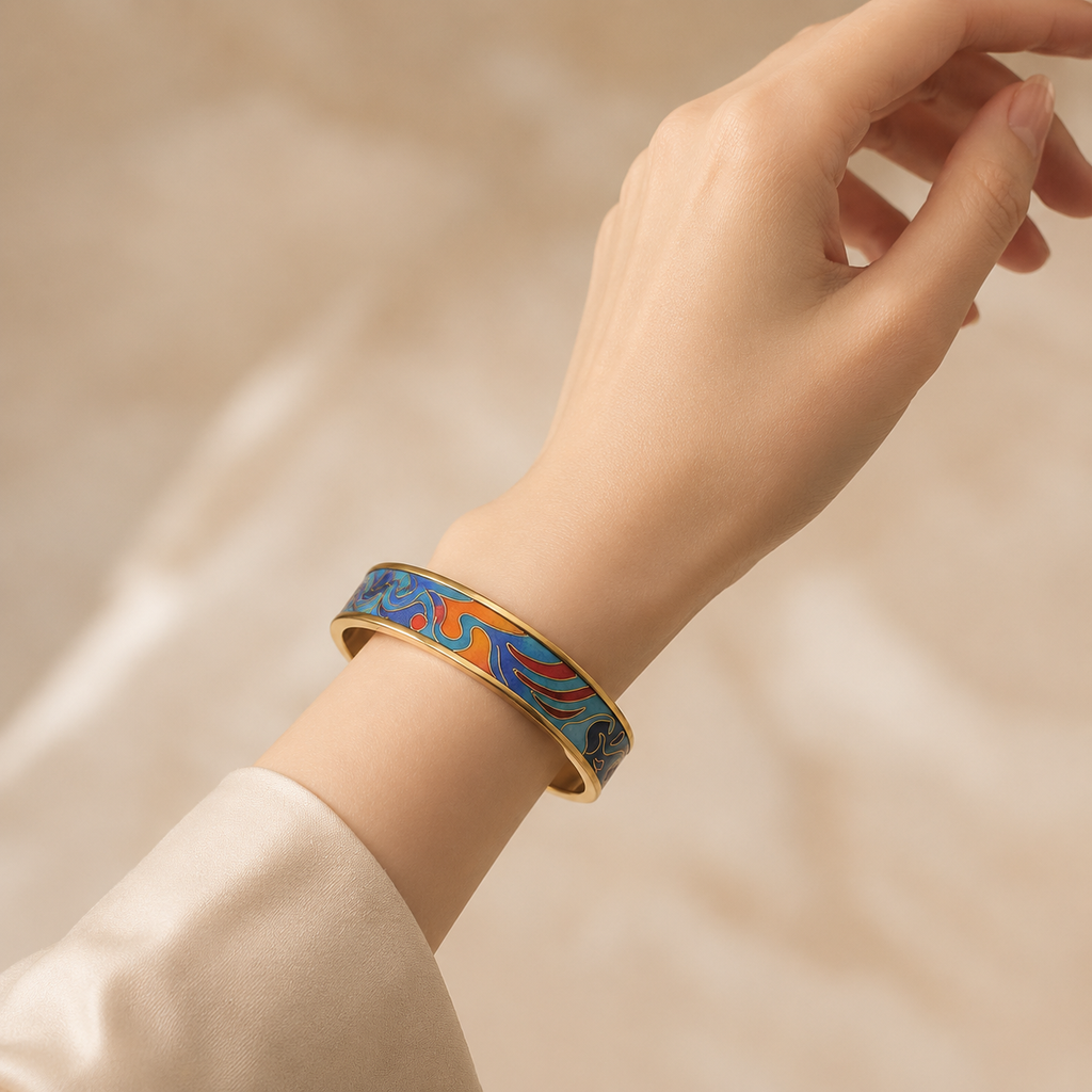 Phoenix Wave Cloisonné Bangle