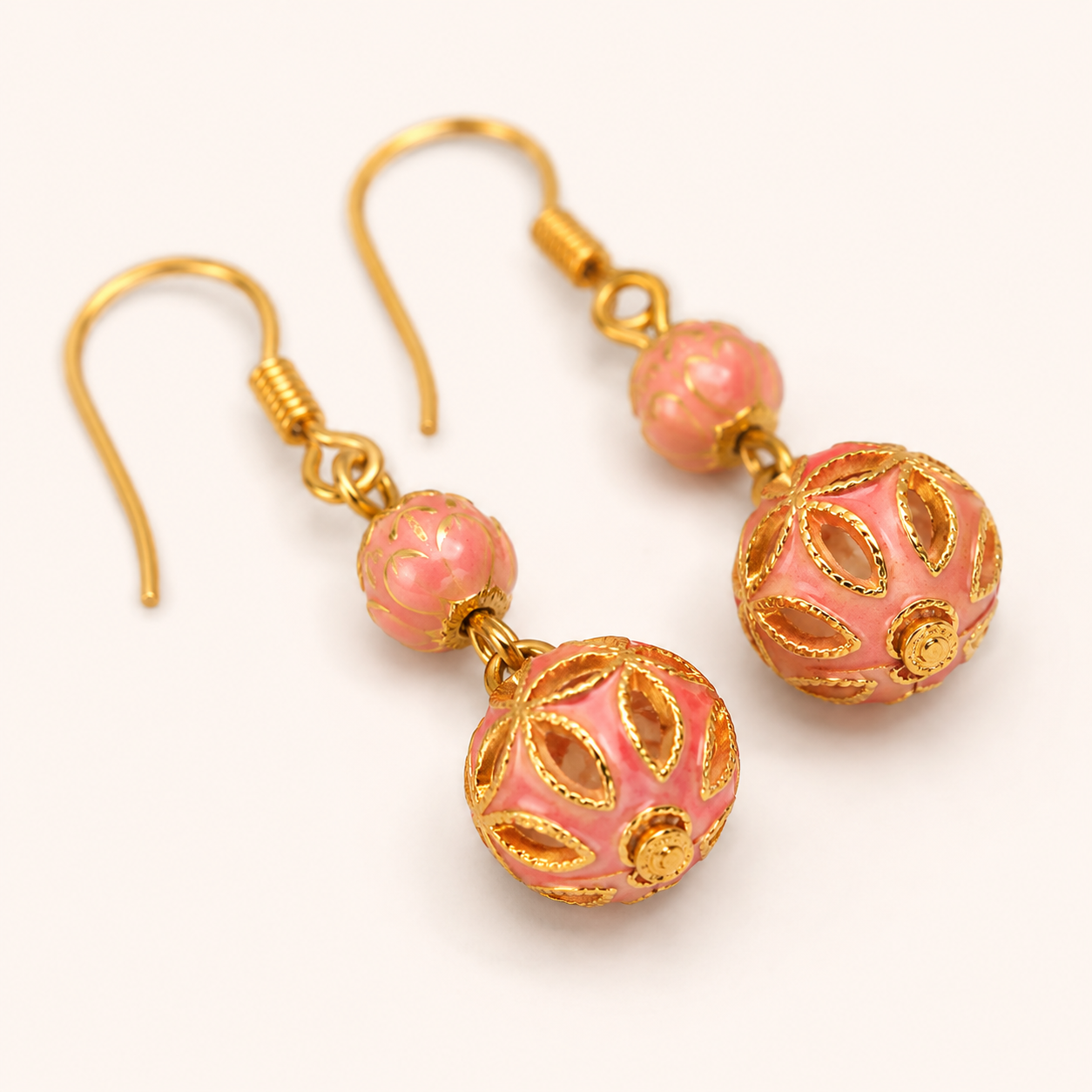 Amber Blossom Cloisonné Drop Earrings