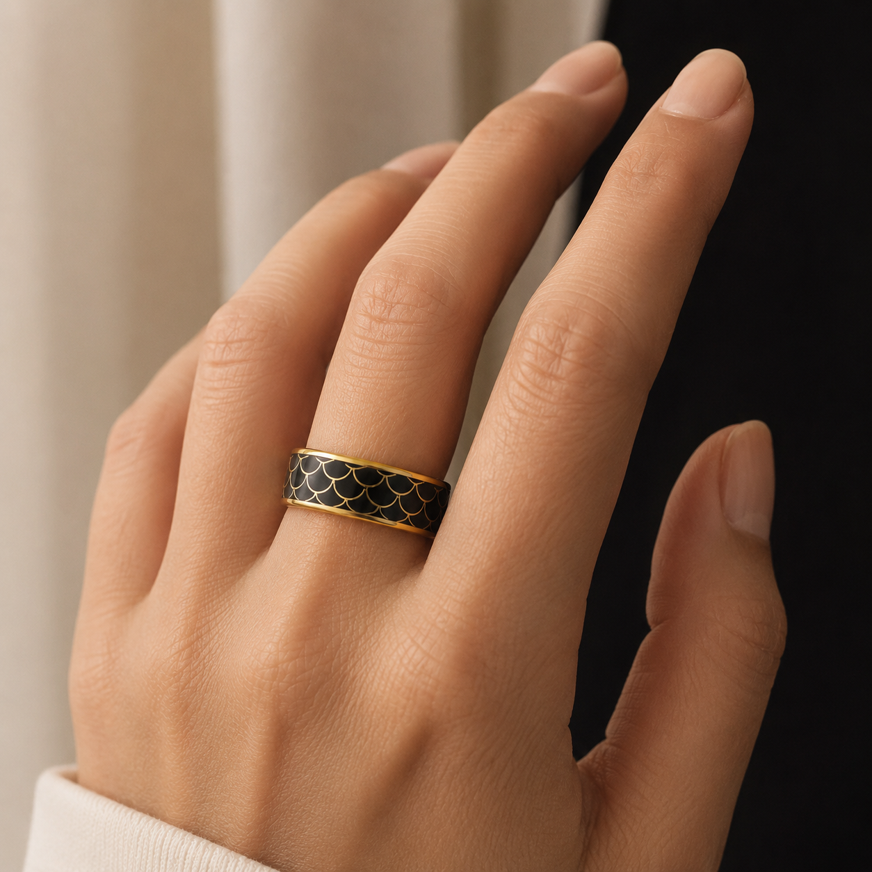 Black Scale Cloisonné Ring