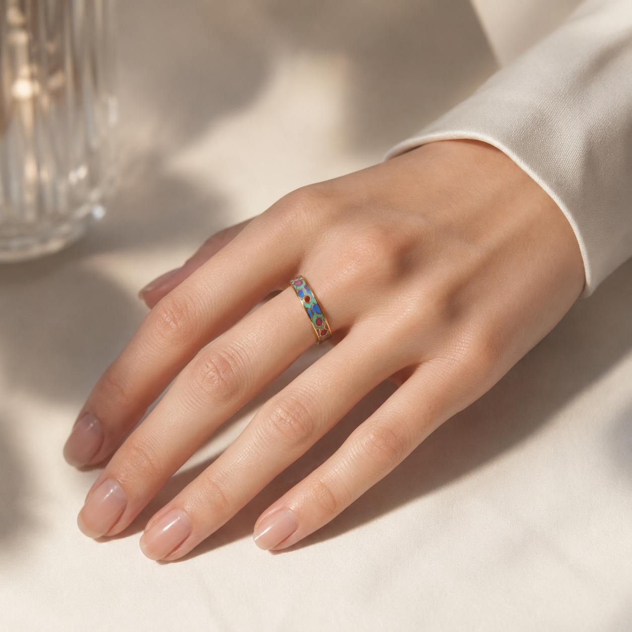 Multicolour Mosaic Cloisonné Ring