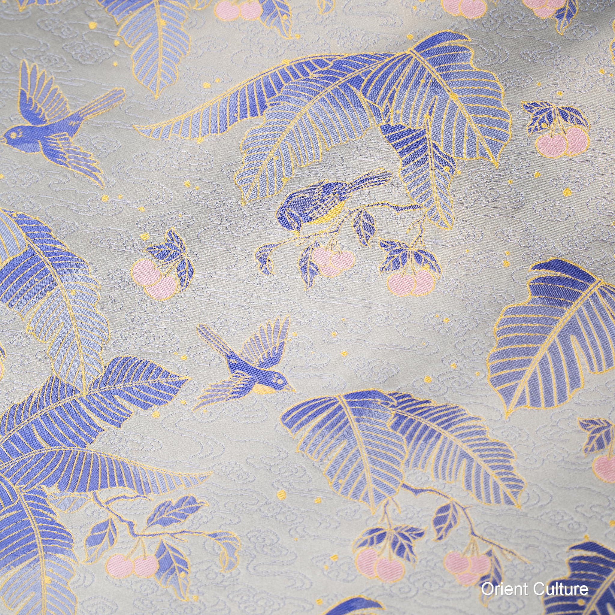 Cherry & Banana Leaves · Light Purple Shu Brocade — Shu Brocade fabric by Orient Culture