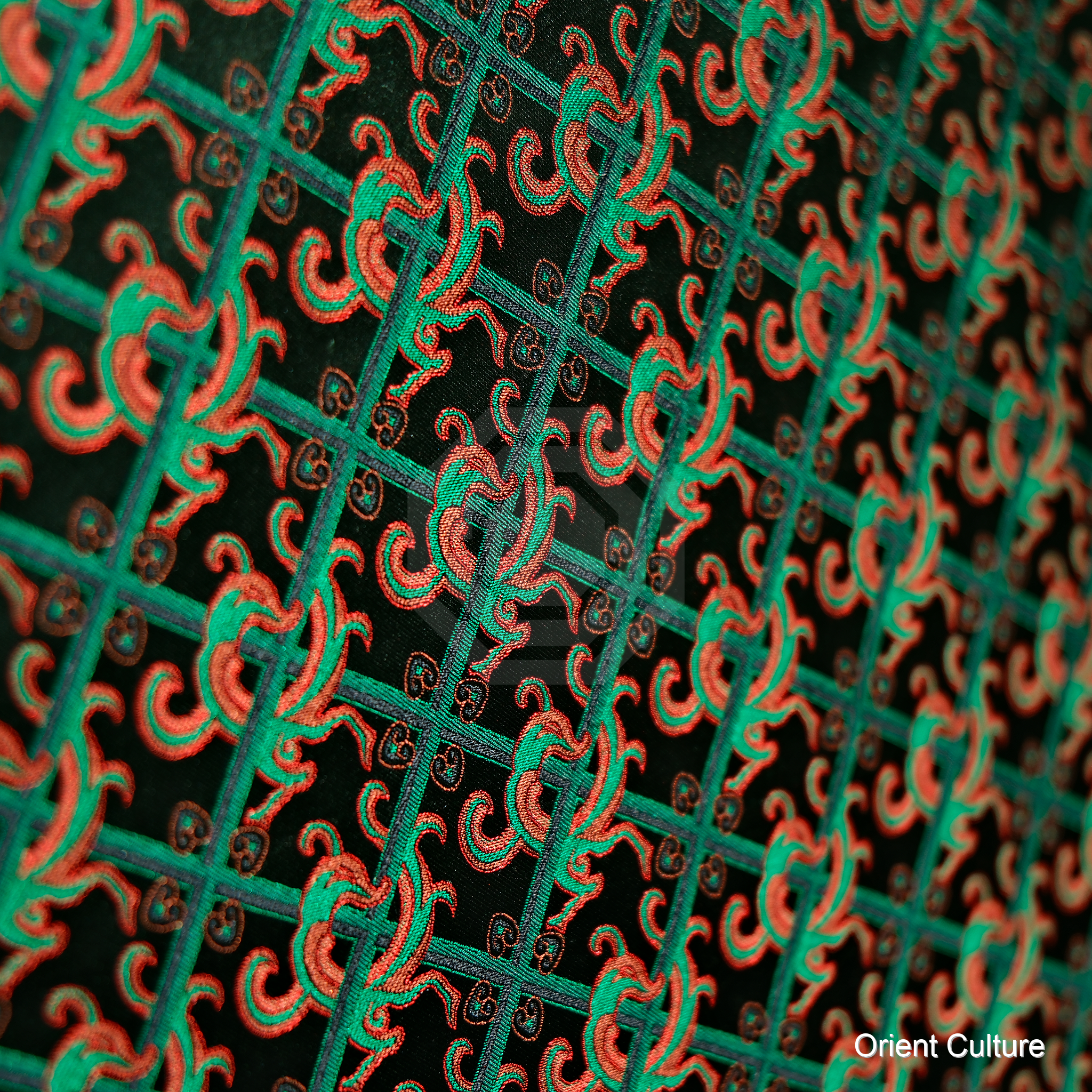 Diamond Phoenix Motif Shu Brocade — Shu Brocade fabric by Orient Culture