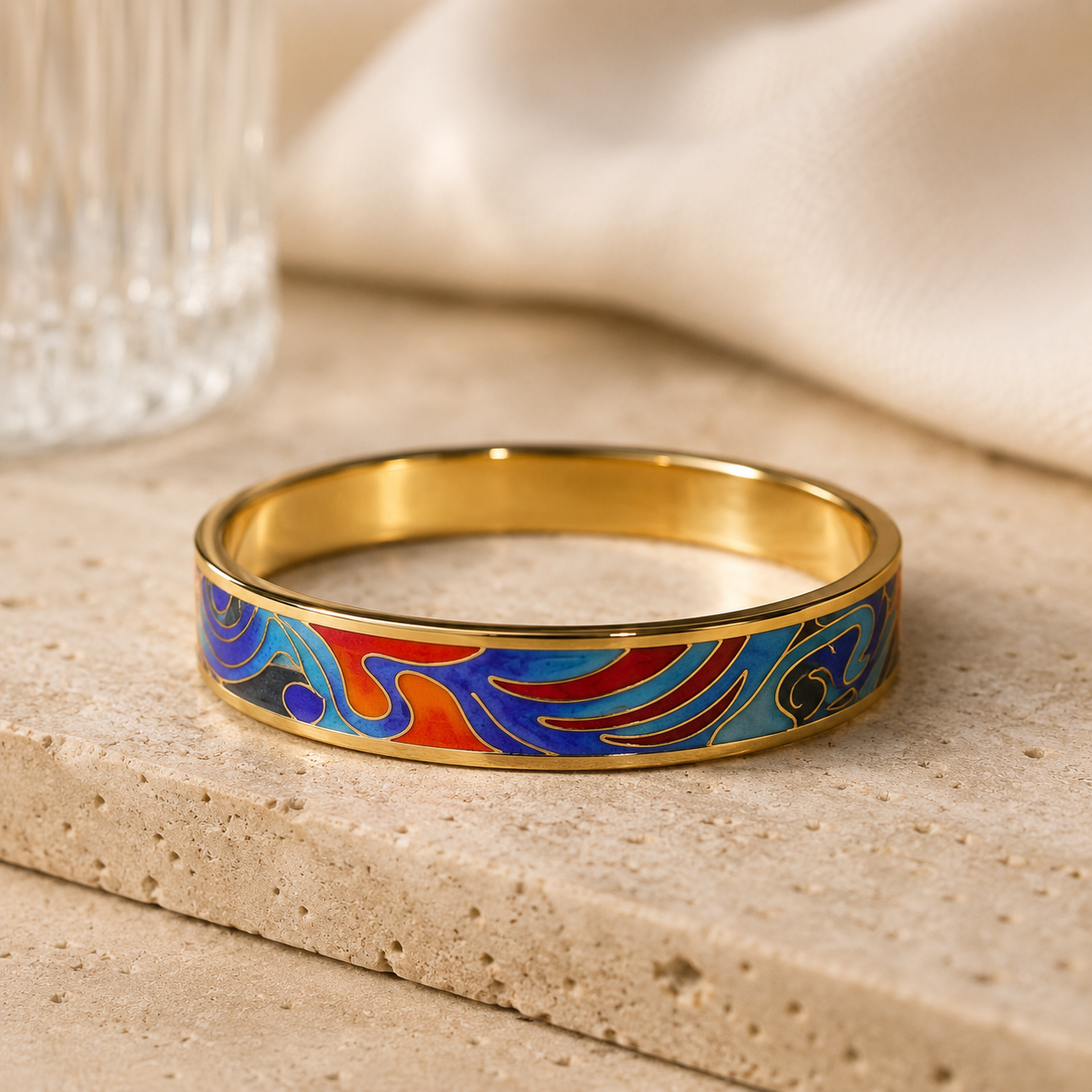 Phoenix Wave Cloisonné Bangle