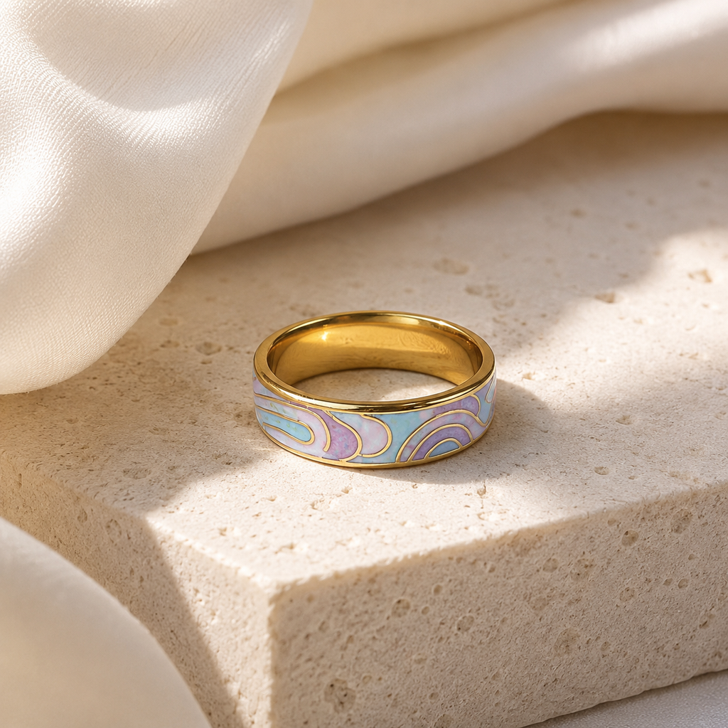 Pastel Wave Cloisonné Ring