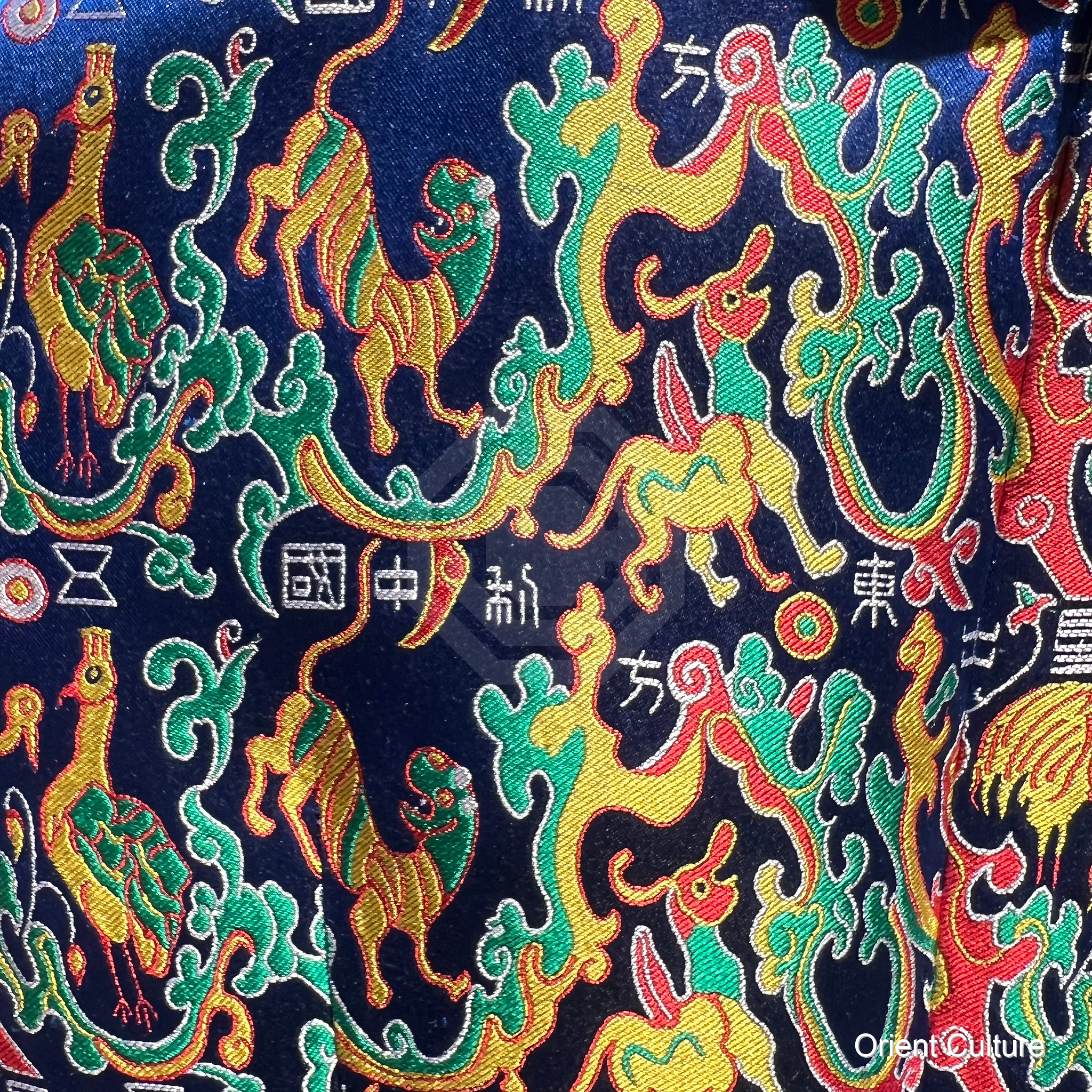 Blue “Five Stars Rising in the East” Shu Brocade — Shu Brocade fabric by Orient Culture
