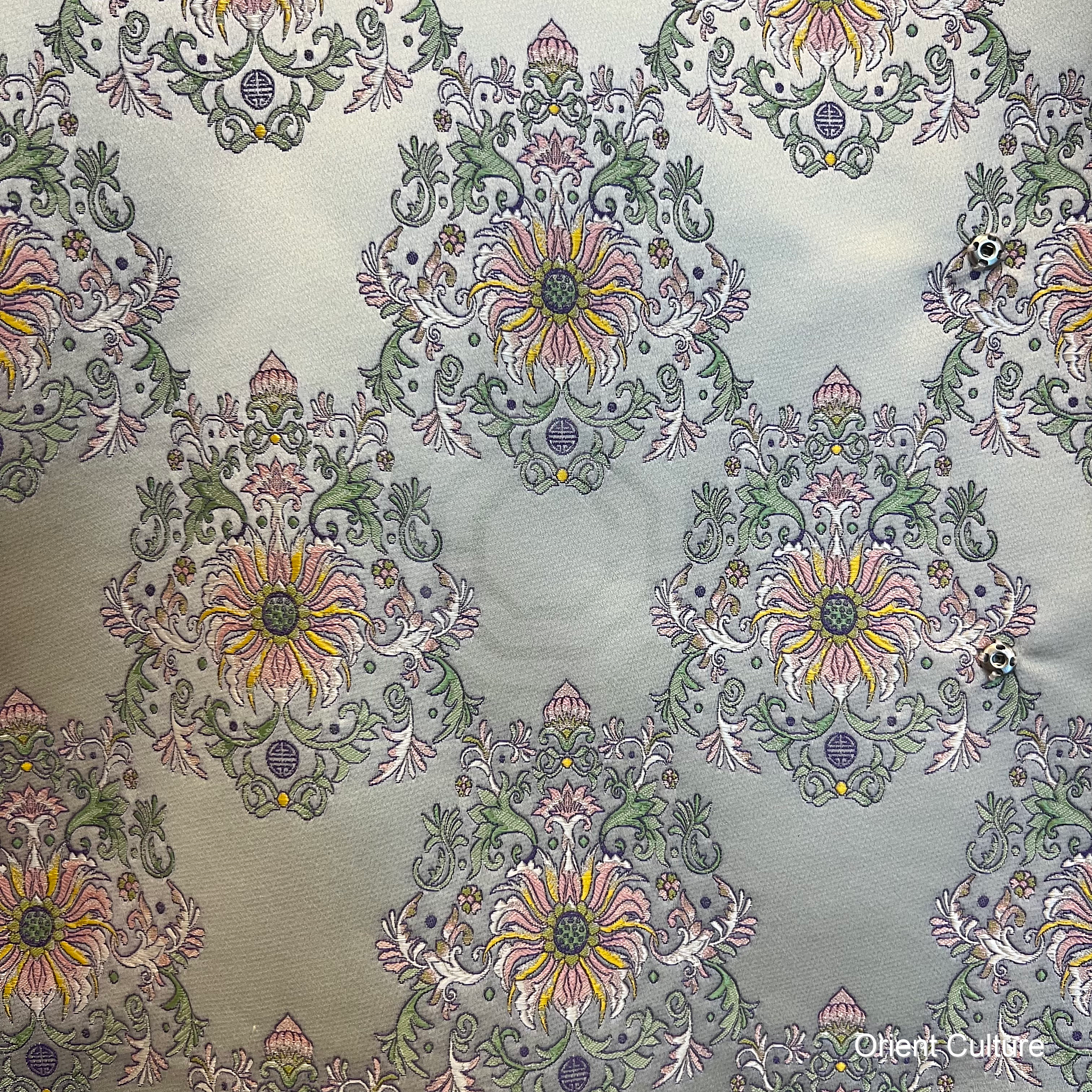 Beige Qing Dynasty Lotus Pattern Shu Brocade — Shu Brocade fabric by Orient Culture