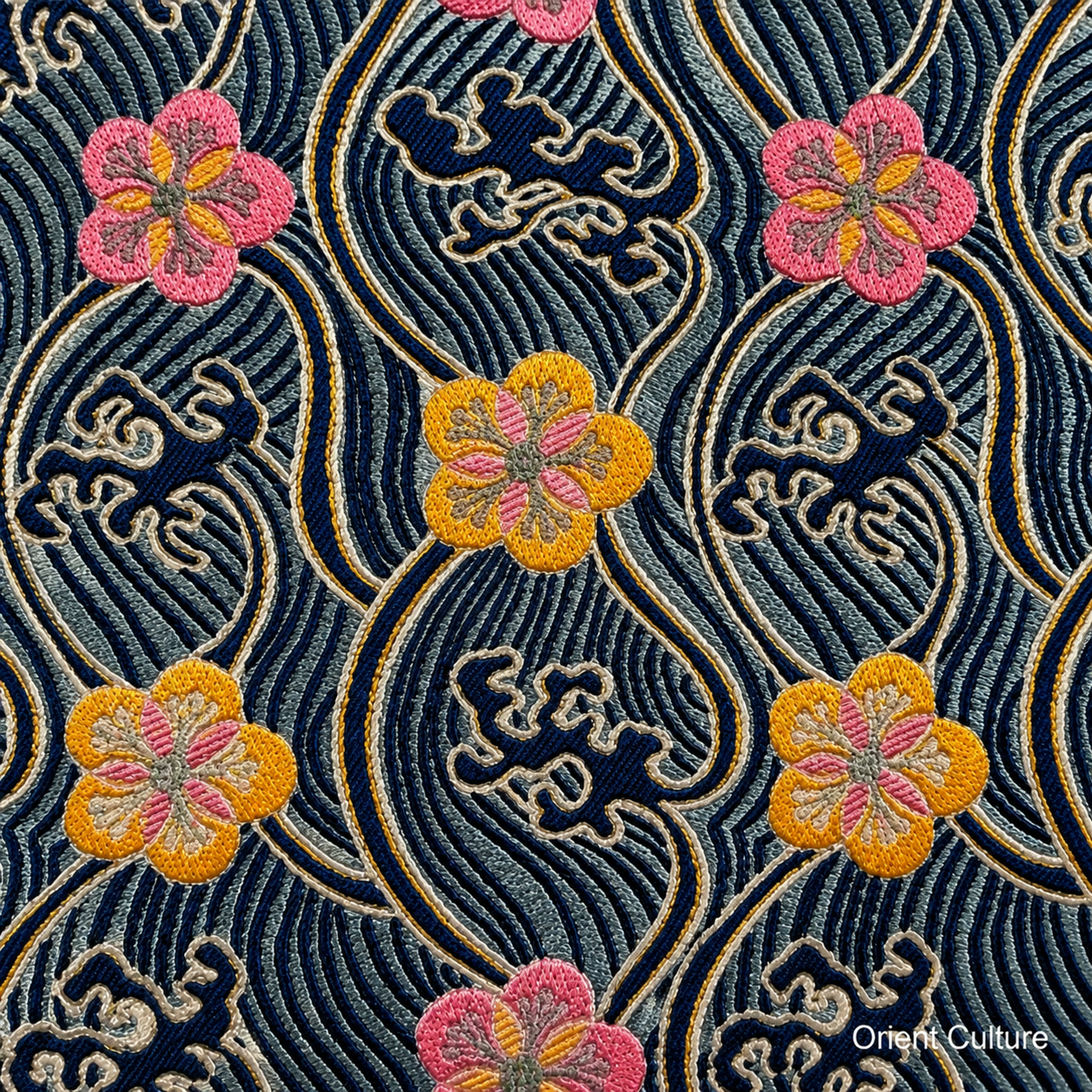 White Flowing Blossom Shu Brocade — Shu Brocade fabric by Orient Culture