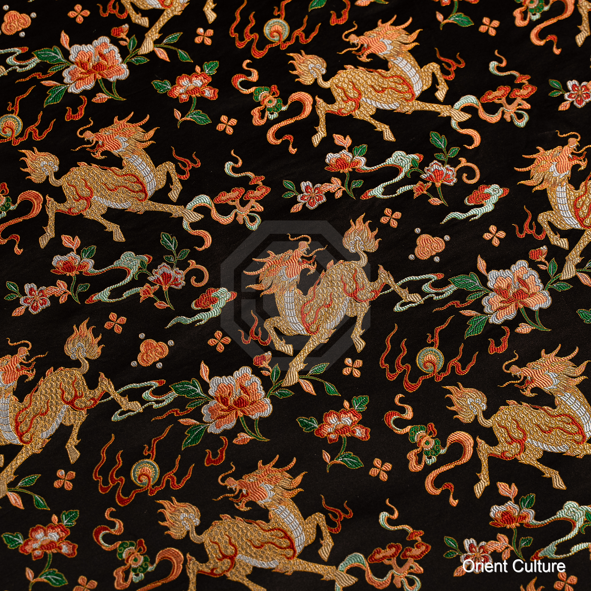 Auspicious Qilin Cloud Motif Shu Brocade — Shu Brocade fabric by Orient Culture
