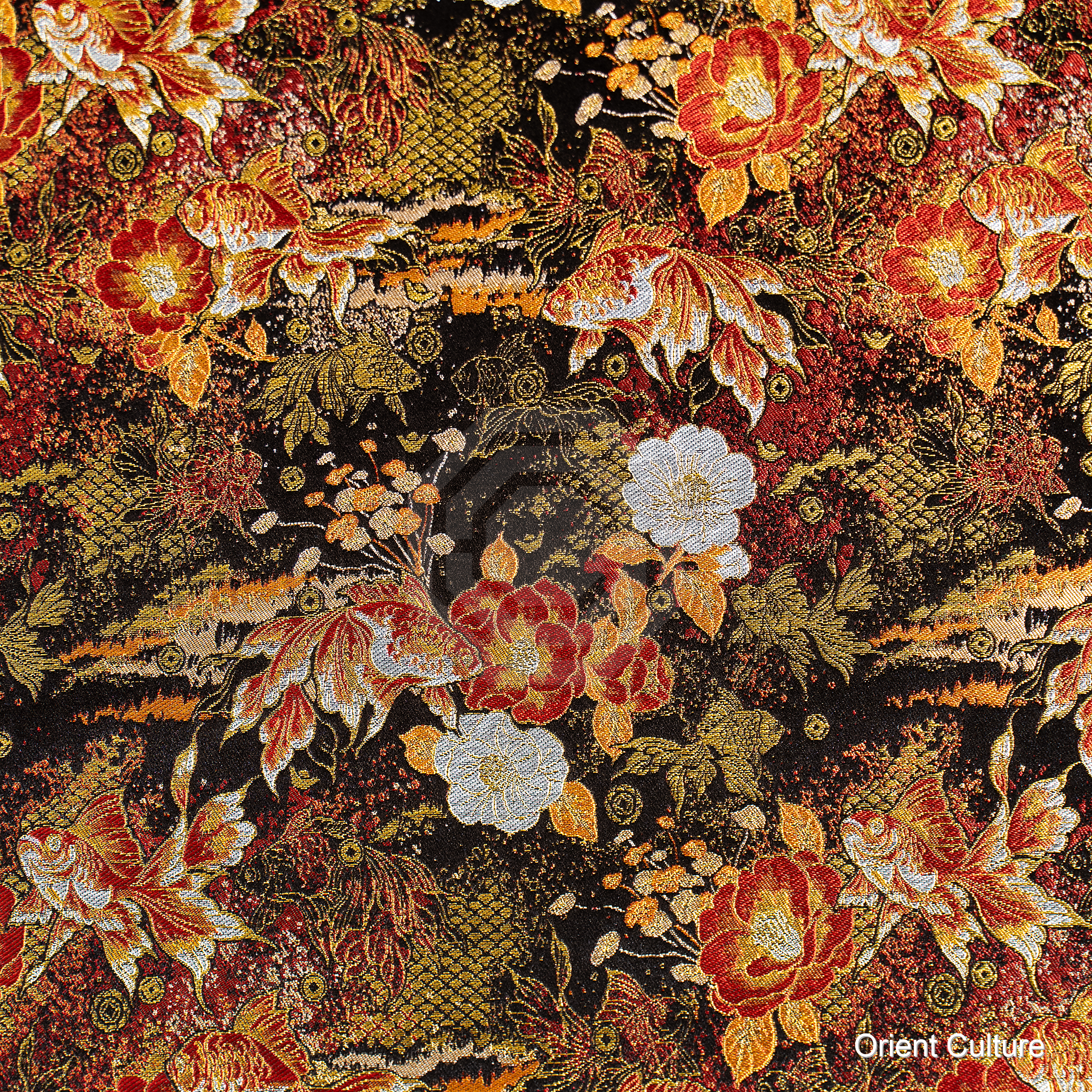 Golden Jade in Full Bloom · Bright Red Shu Brocade — Shu Brocade fabric by Orient Culture