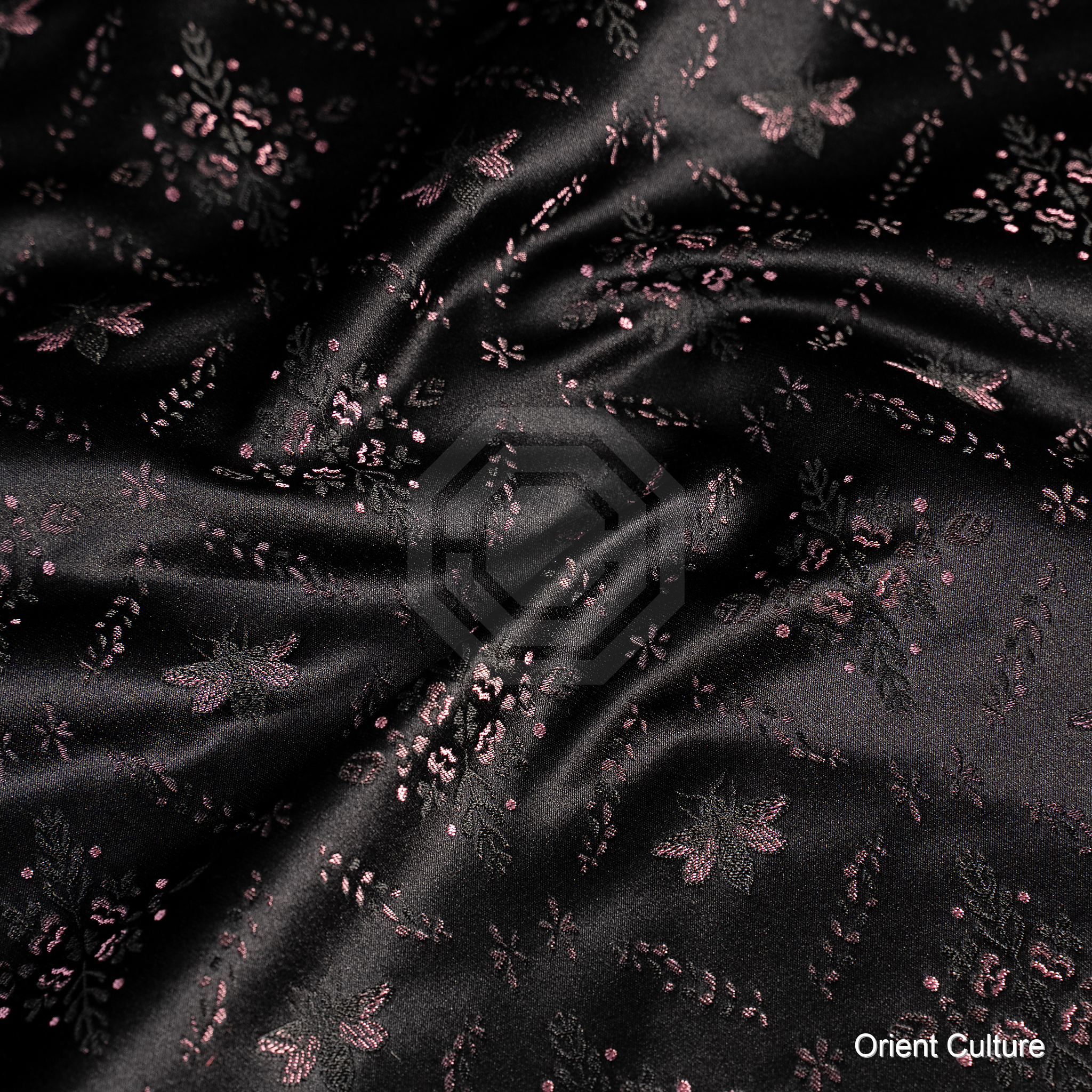 Layered Emerald Flowing Gold · Night Rose Gold Shu Brocade — Shu Brocade fabric by Orient Culture
