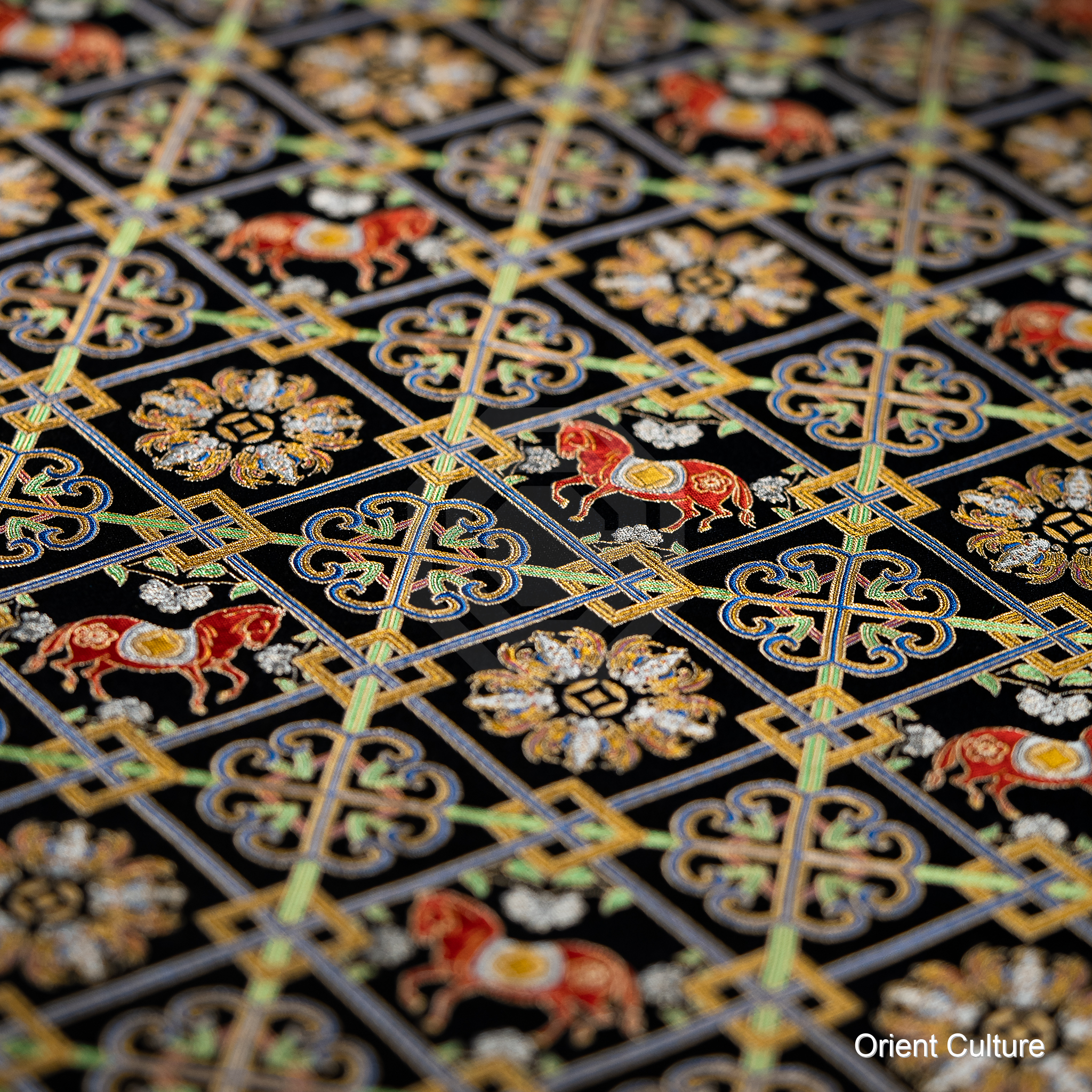 Horse Bringing Wealth Shu Brocade — Shu Brocade fabric by Orient Culture