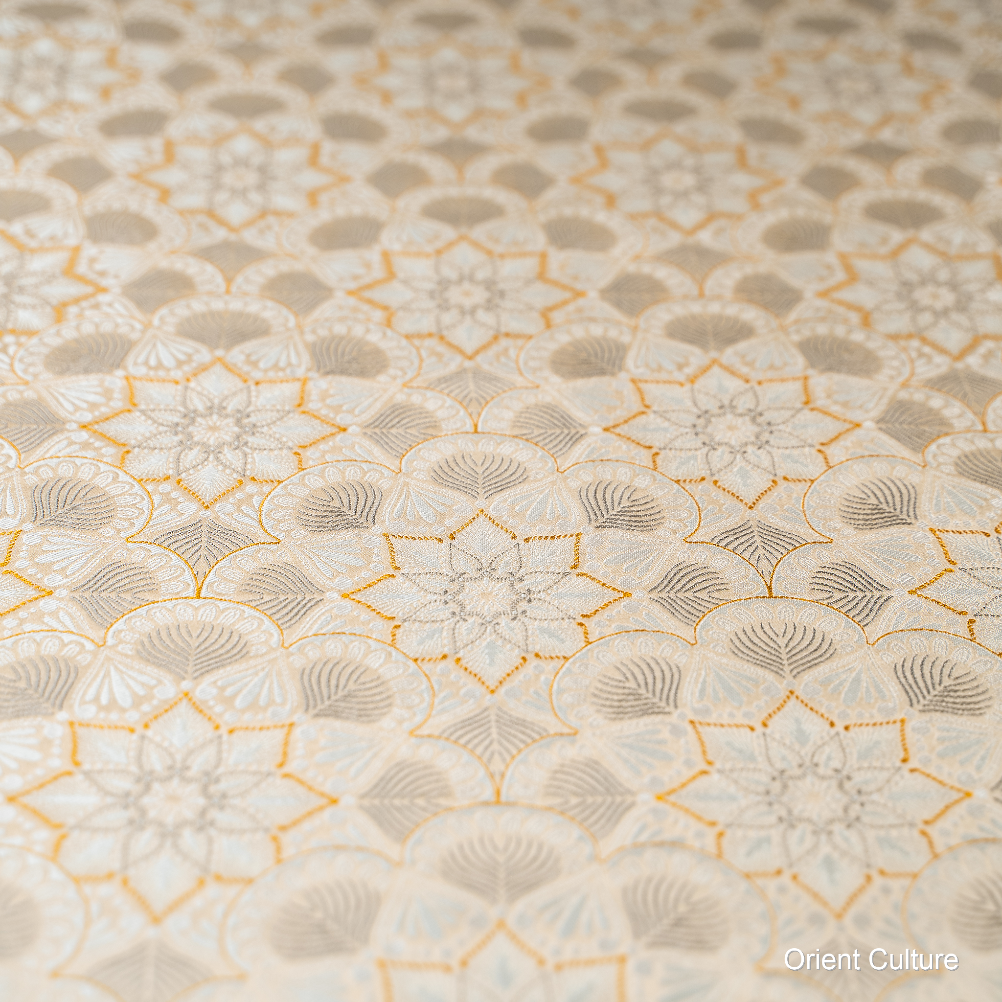 Feather Medallion Motif Shu Brocade — Shu Brocade fabric by Orient Culture