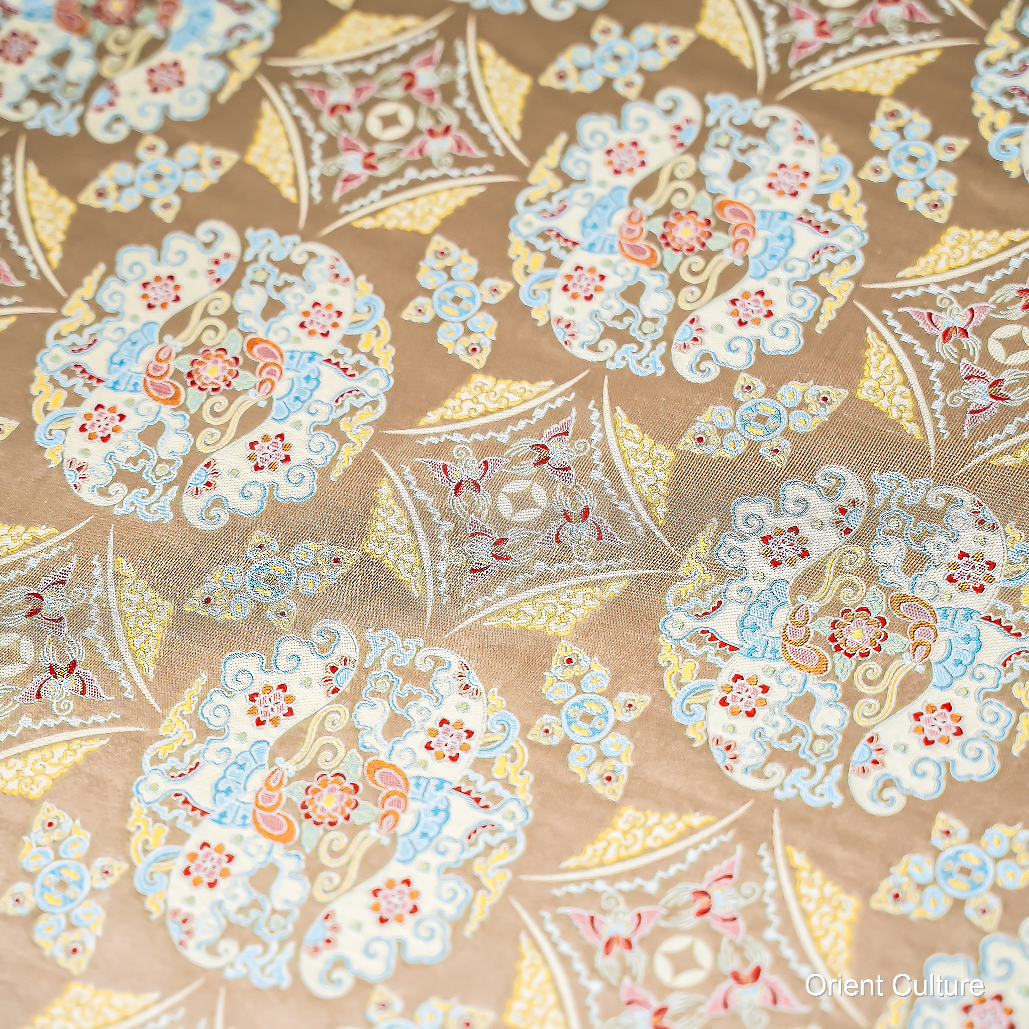Butterfly Coin Motif Shu Brocade — Shu Brocade fabric by Orient Culture
