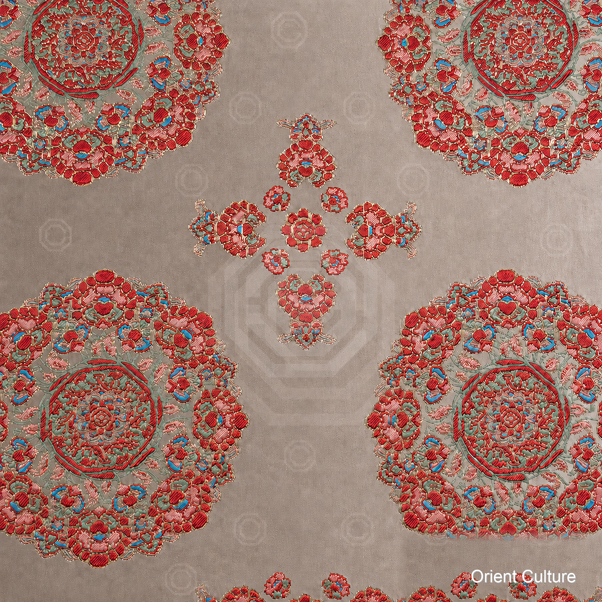 Baoxiang Ruyi Floral Heavy Shu Brocade — Shu Brocade fabric by Orient Culture