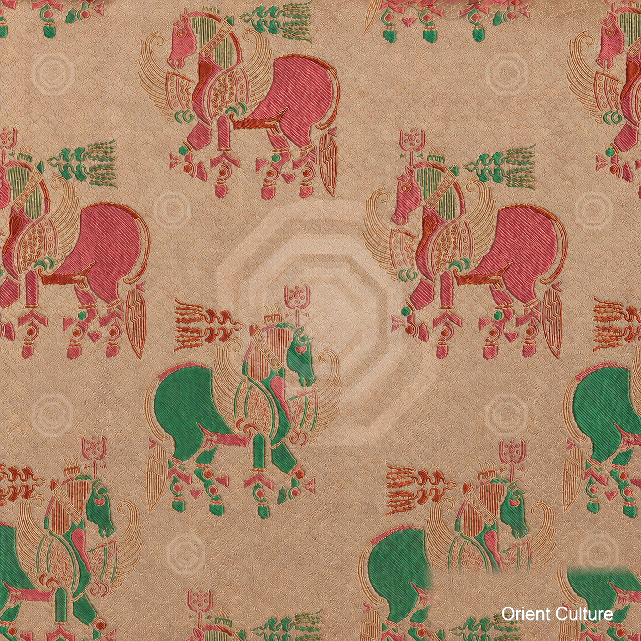 Celestial Horse Bearing Blessings Shu Brocade — Shu Brocade fabric by Orient Culture