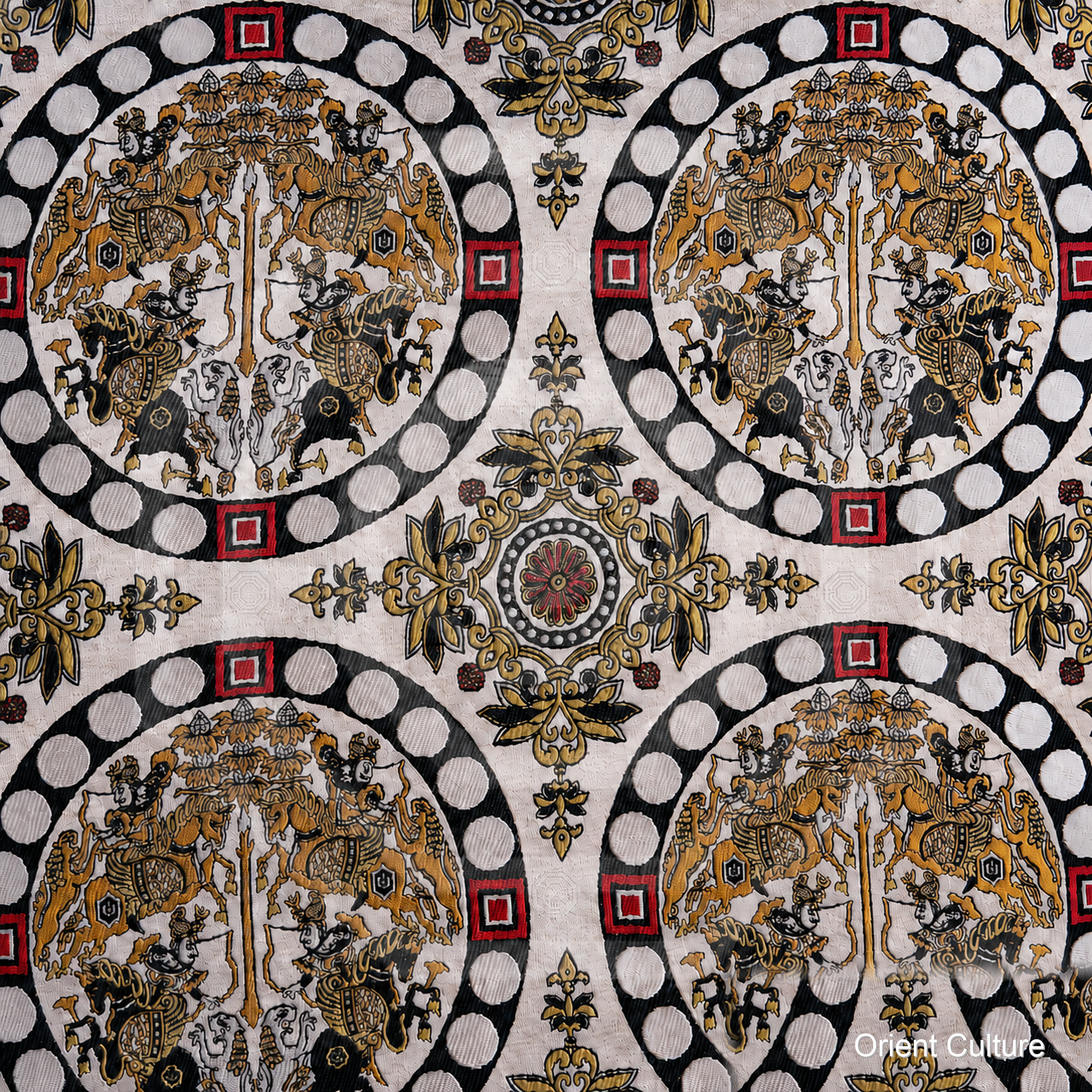 Four Heavenly Kings Hunting Shu Brocade — Shu Brocade fabric by Orient Culture