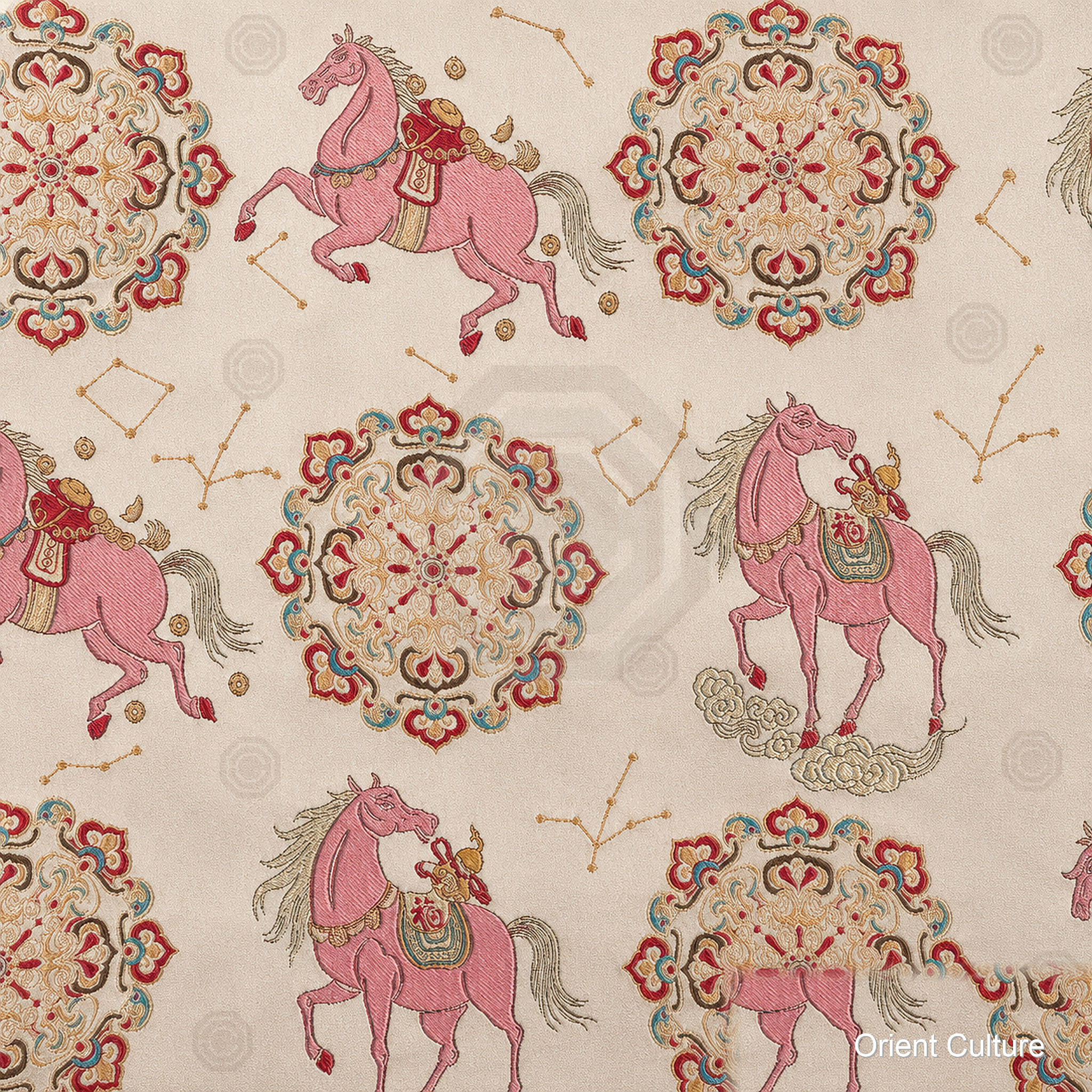 Winged Horse Bringing Wealth Shu Brocade — Shu Brocade fabric by Orient Culture