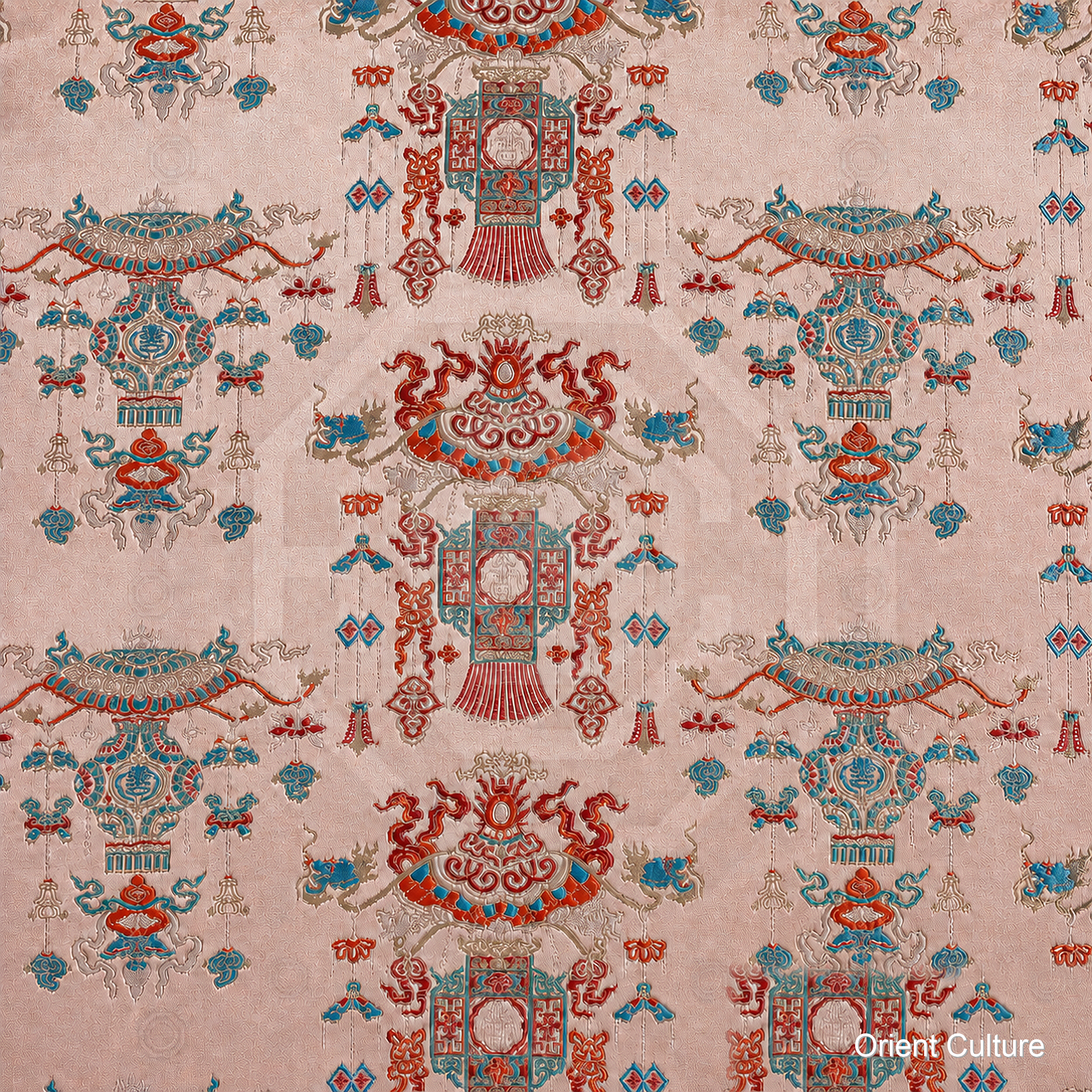 Lantern Harvest Shu Brocade — Shu Brocade fabric by Orient Culture